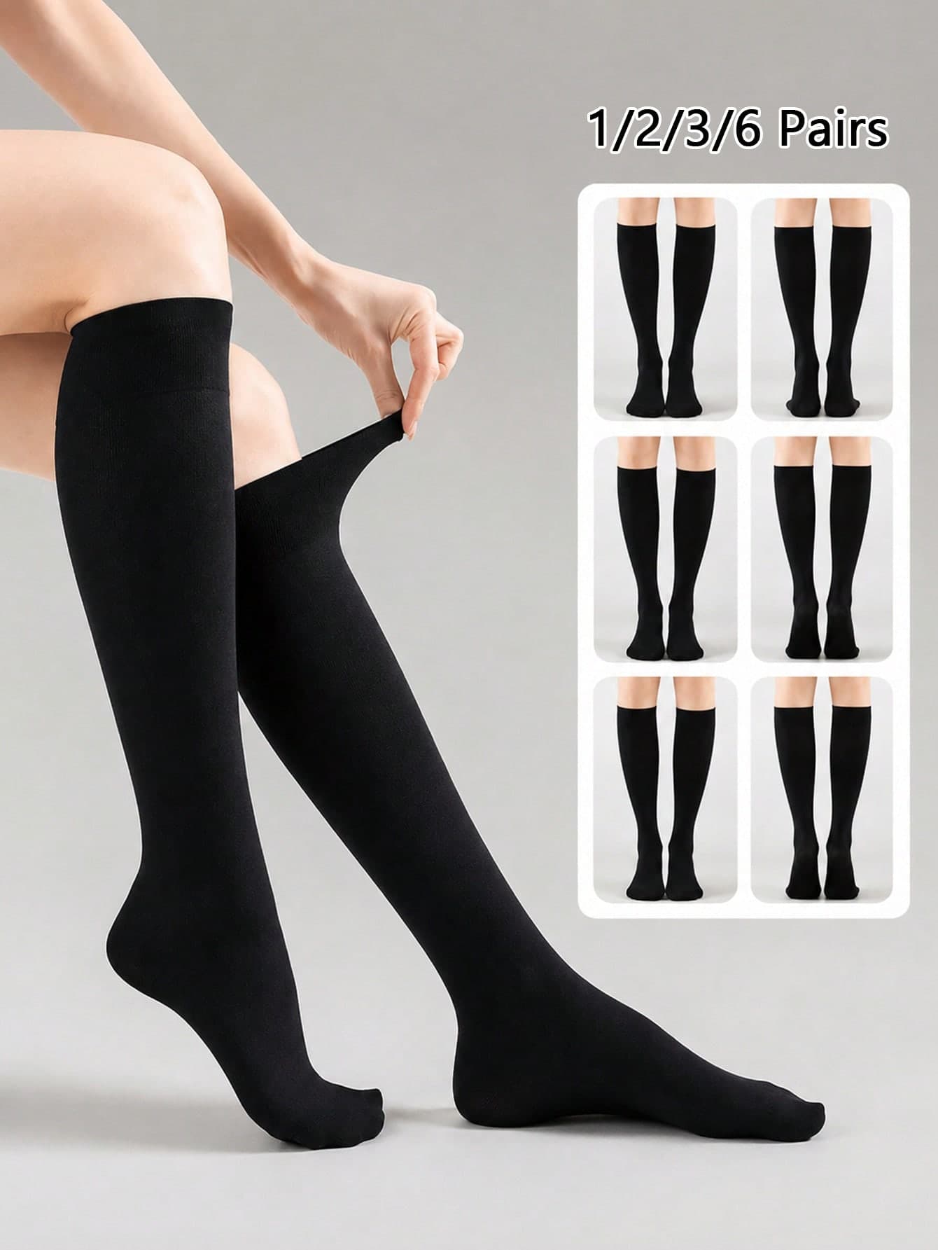 1/2/3/6 Pairs Women's Rib Knit Mid Calf Socks, JK Style Striped Sports Socks, Soft Stretchy Over The Calf Socks For Daily Wear & School Outfit