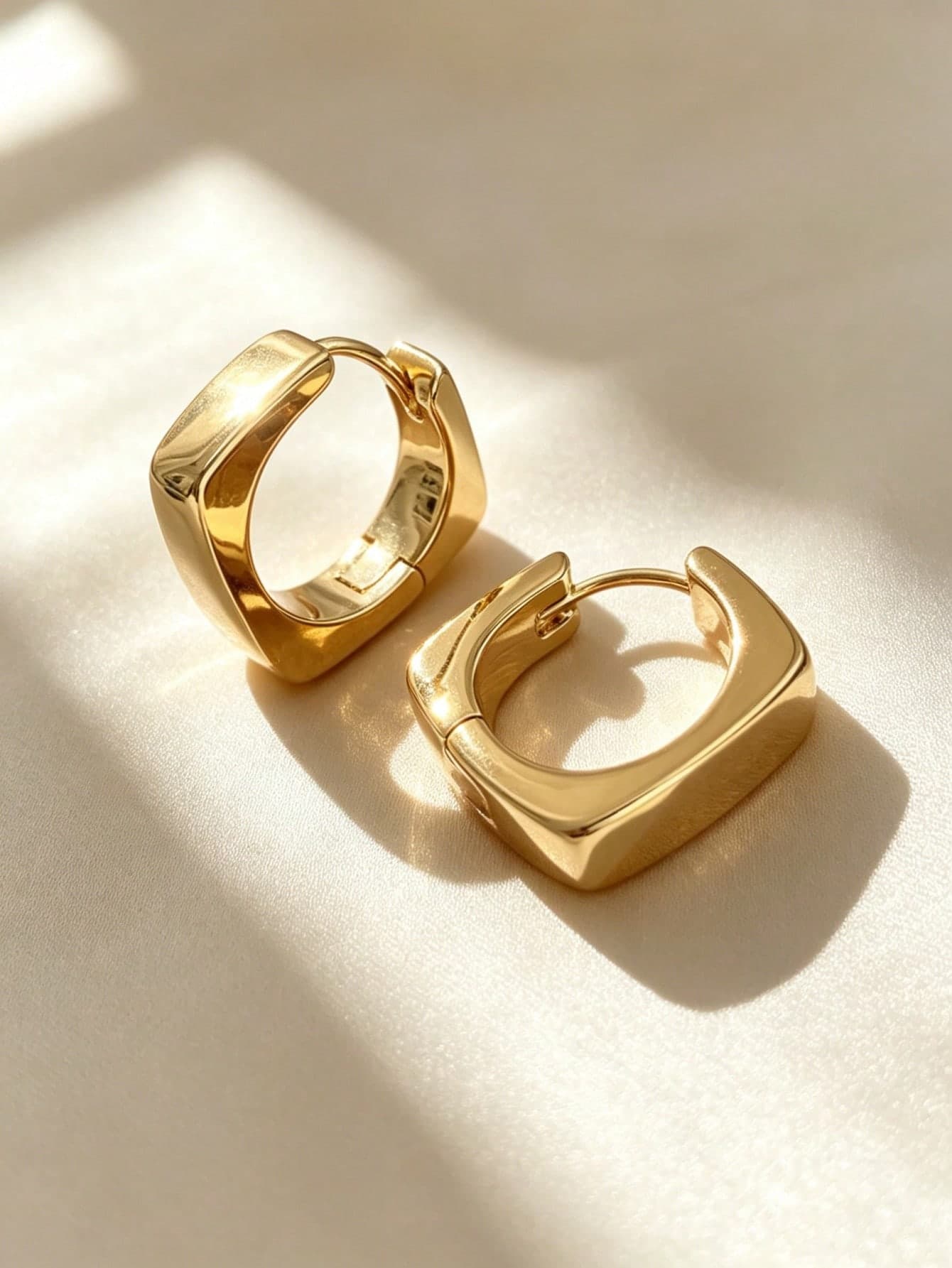 JOJELOO 18K Gold Plated Square Earrings - Minimalist Geometric Design, Fashionable Women's Daily Jewelry, New Accessory, Versatile Gift For Modern Minimalist