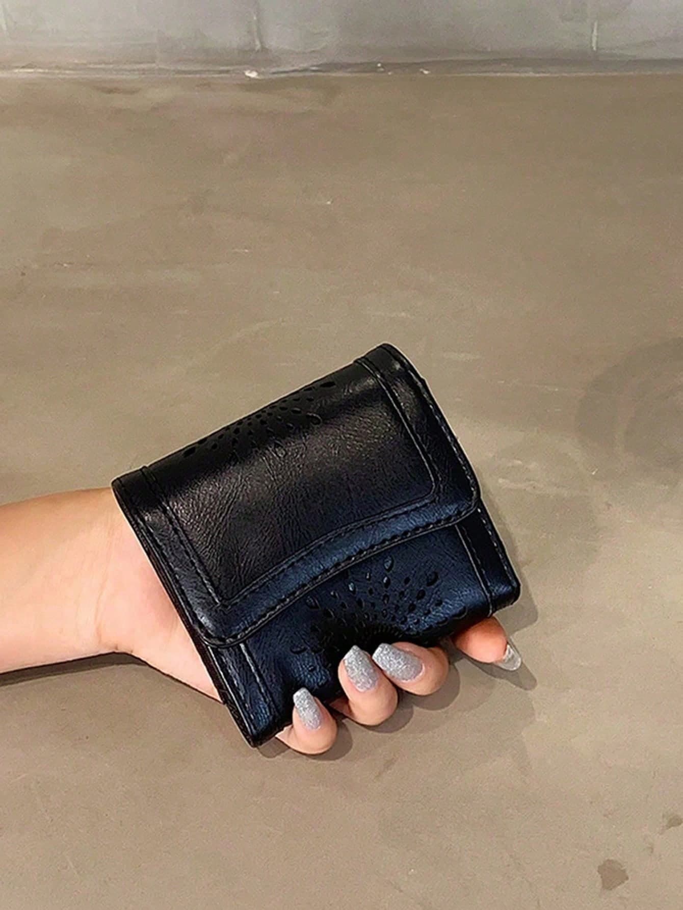 Women's Hollow Accordion Card Holder, Oil Wax Leather Vintage Wallet, Multi-Slot Card Sleeve