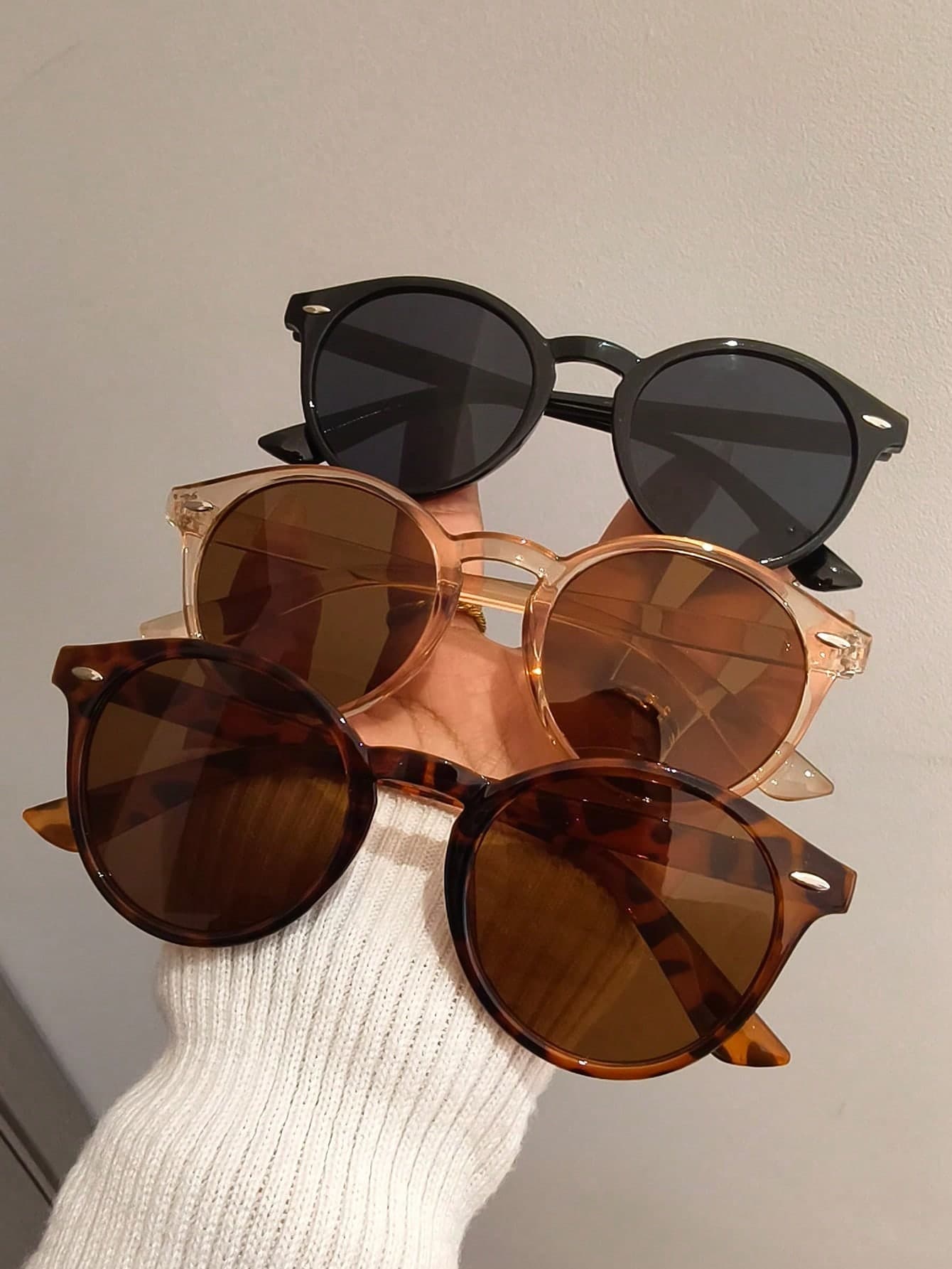 1/3/5pcs Unisex Casual Ombre Retro Round Eyeglasses Set, Versatile For Outfits, Street Style, Travel, Beach