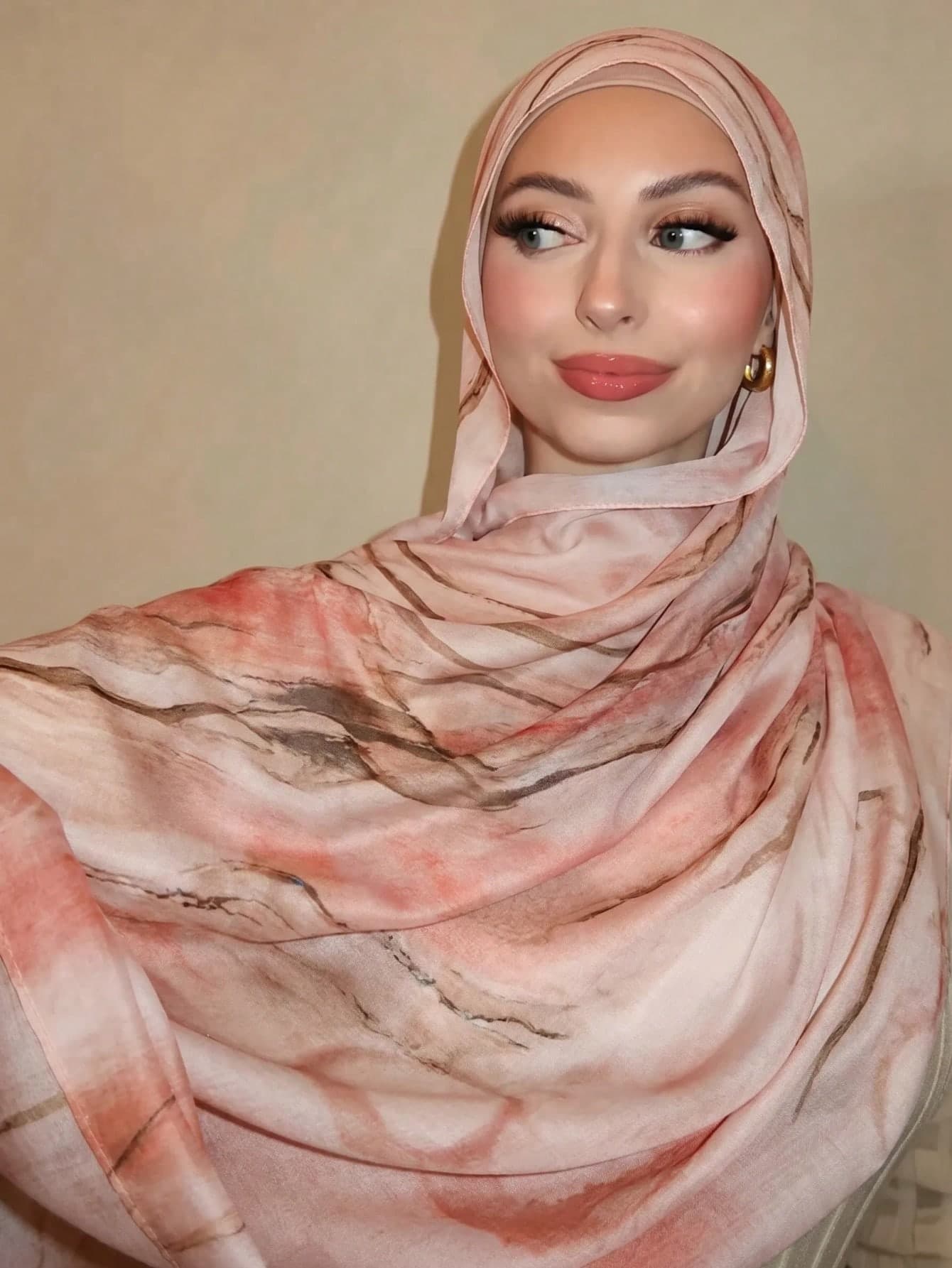 1pc Women's Bohemian Style Watercolor Marble Water Ripple Tie-Dye Print Headscarf Scarf, Suitable For Daily Wear