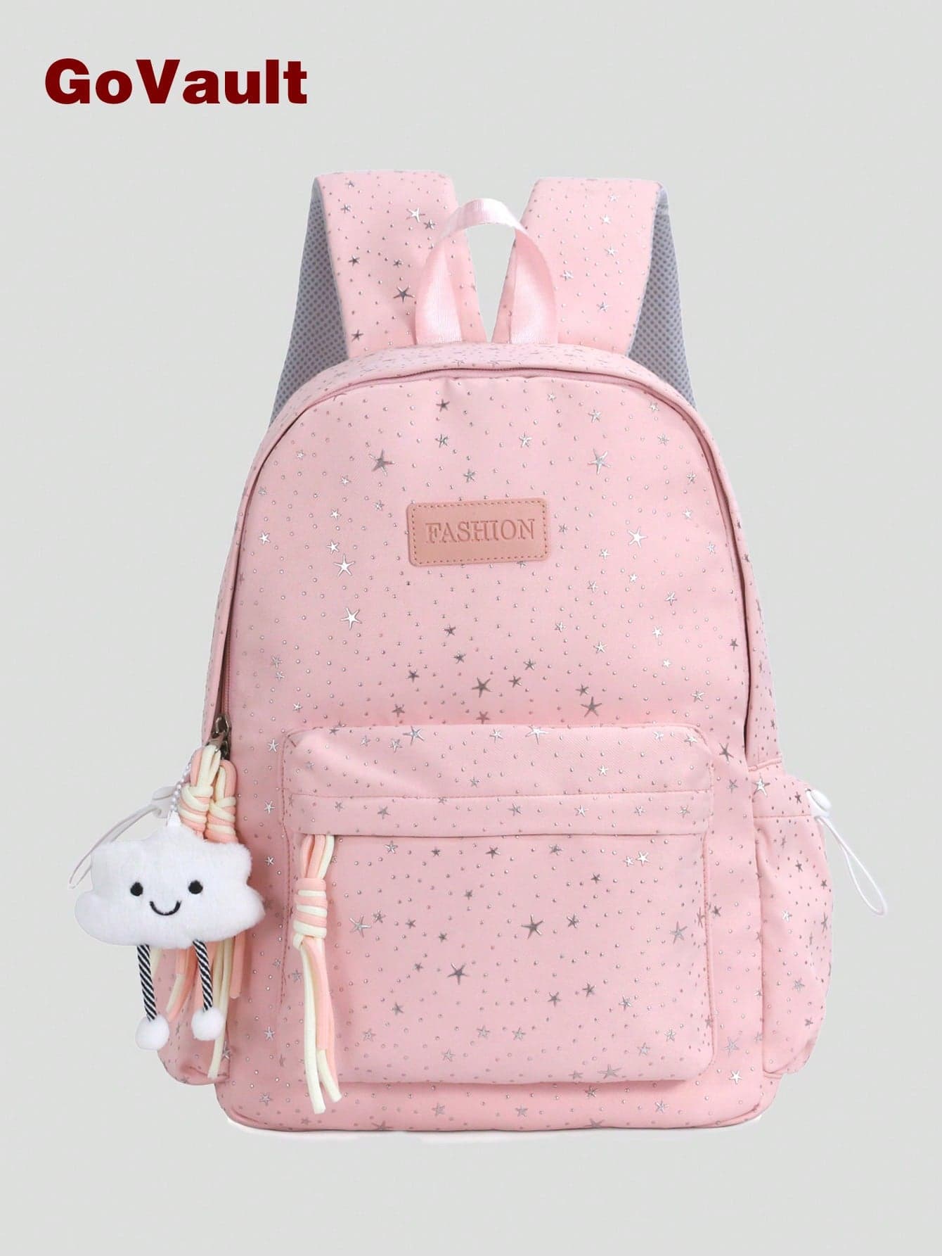 Korean-Style All-Over Star Print Backpack, Lightweight Minimalist School Bag, Versatile Backpack For Daily Commuting, Comes With Plush Pendant