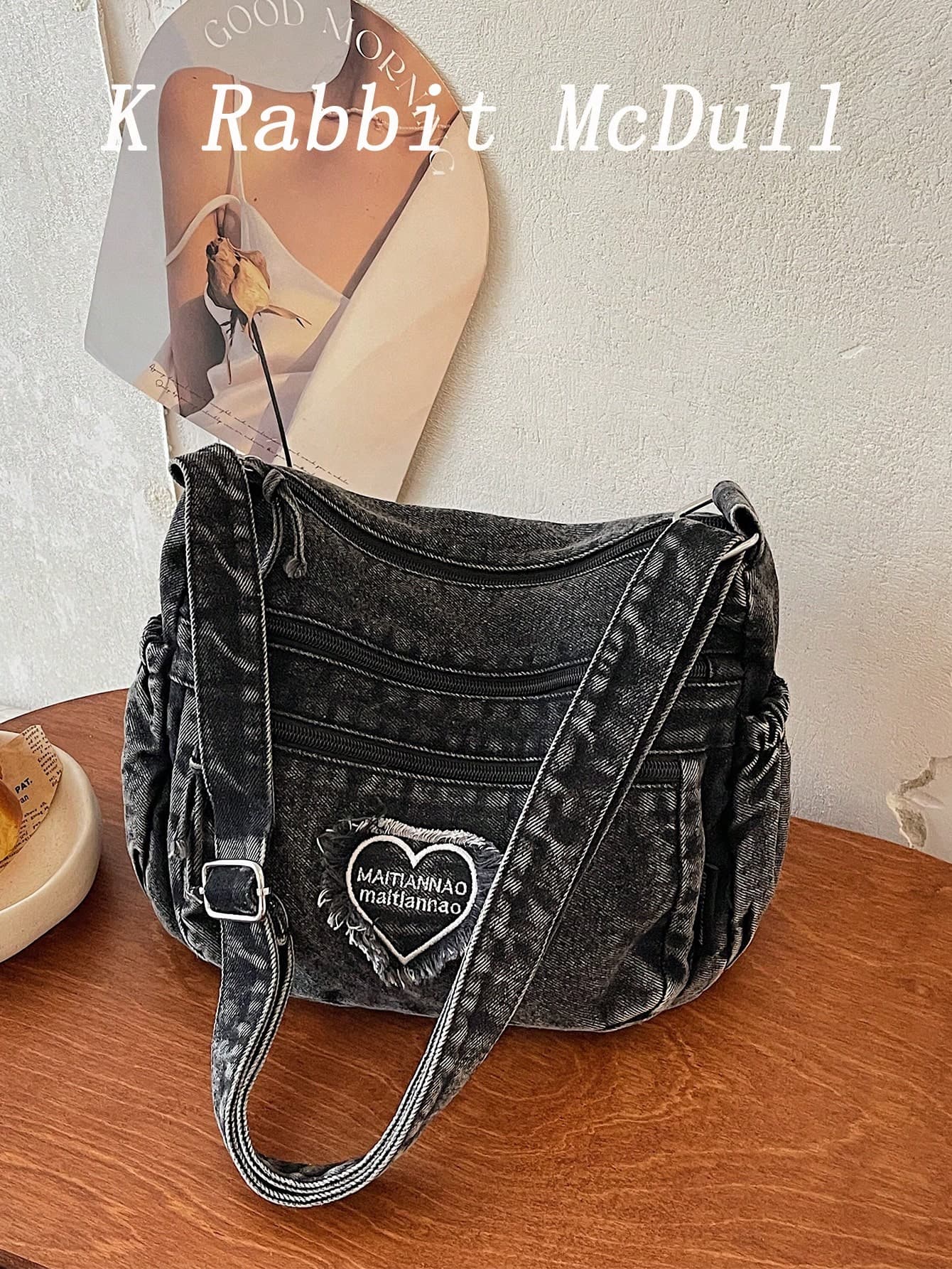 Casual Chic Soft Jeans Multi-Layer Crossbody Bag With Multiple Pockets, Versatile Commuter Large Capacity Women's Shoulder Bag, Great For Commuting