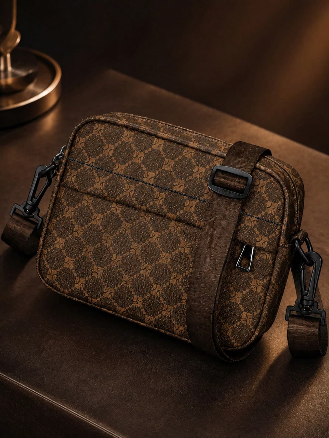 Men's Box Bag Crossbody Shoulder Bag Small Square Bag Monogram Business PU Waterproof Wallet Unisex Business Storage Bag Suitable For Business Travel Toiletry Storage Tool Bag Large Capacity Easy To Carry Black Clutch Handbag Office Supplies Vintage Men's Gift Peach Tree