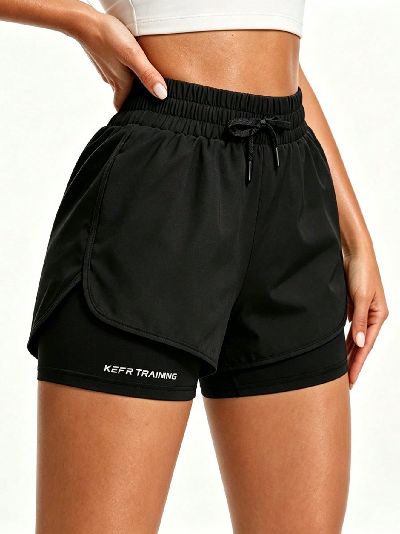 mulinsen Women's Casual Versatile Solid Color Loose Shorts, Summer Sports 2-In-1 Running Fitness Training Athletic Shorts