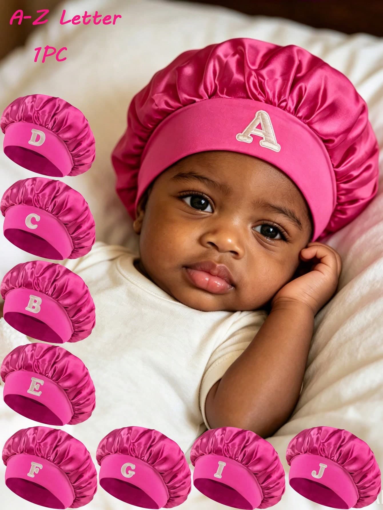 1PC Baby Satin Sleep Cap With Letter Soft Comfortable Hair Bonnet For Girls, Reusable Night Cap For Curly Hair Care For Braiding, And Hair Protection