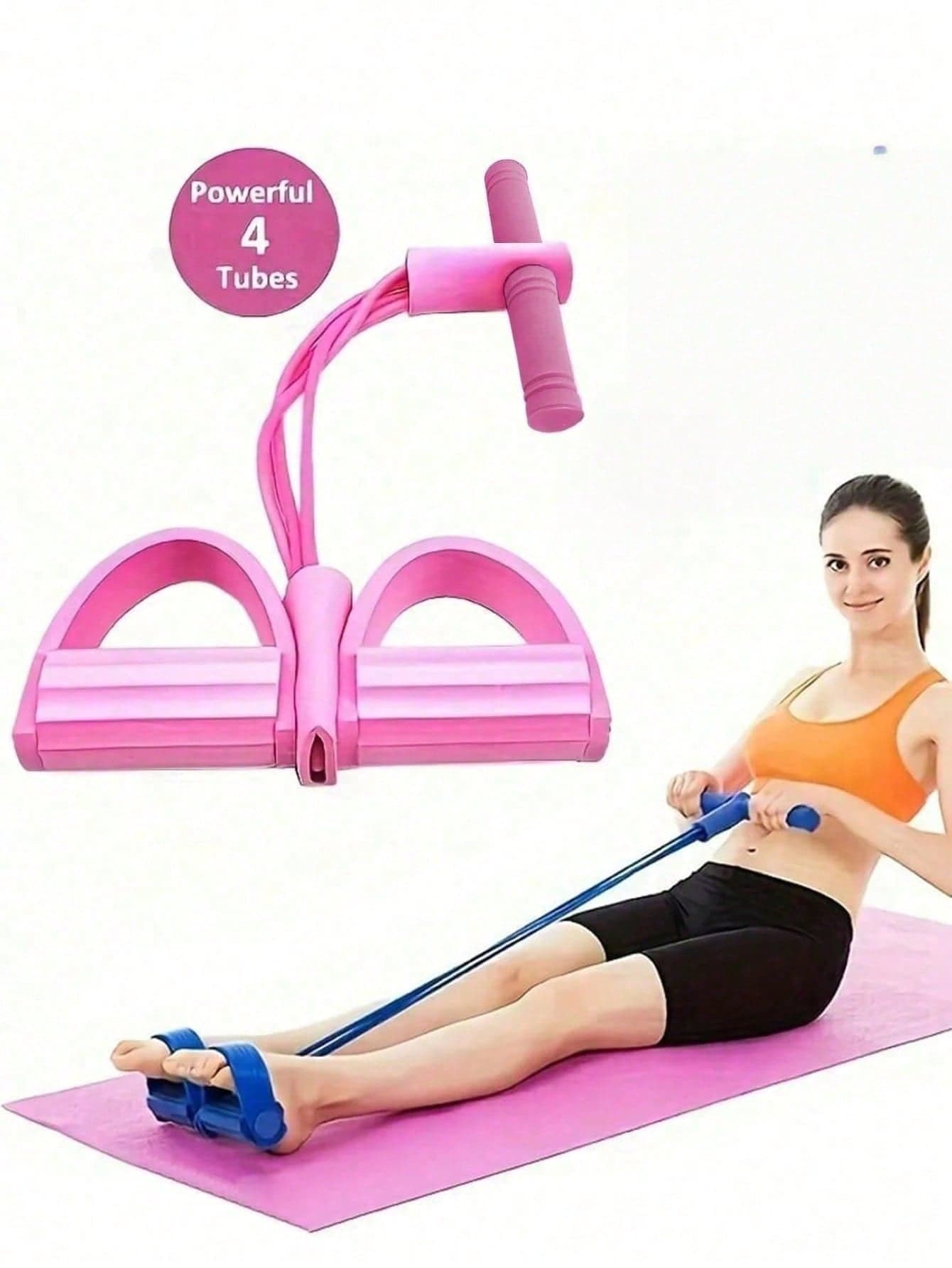 3-Piece 4-Tube Yoga Pedal Resistance Band Set (Includes 1 Yoga Pedal, 1 Yoga Ball, 1 Figure-8 Resistance Band), Elastic Drawstring Design, Suitable For Full Body Workout, Abdominal Sculpting And Pull-Up Assistance, Gym Use, 1 Piece As Single Yoga Pedal