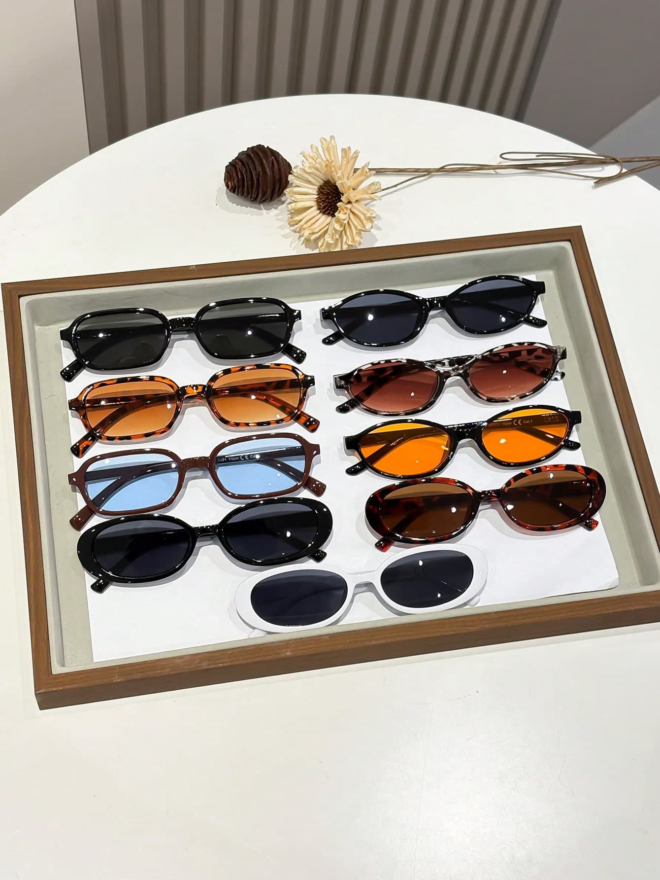 9pcs Plastic Oval Full Frame, Classic Modern Minimalist Style Women's Fashion Glasses, Suitable For Daily Life, Driving, Boating, Camping, Daily Life, Tropical Beach Vacation, Suitable For All Face Shapes