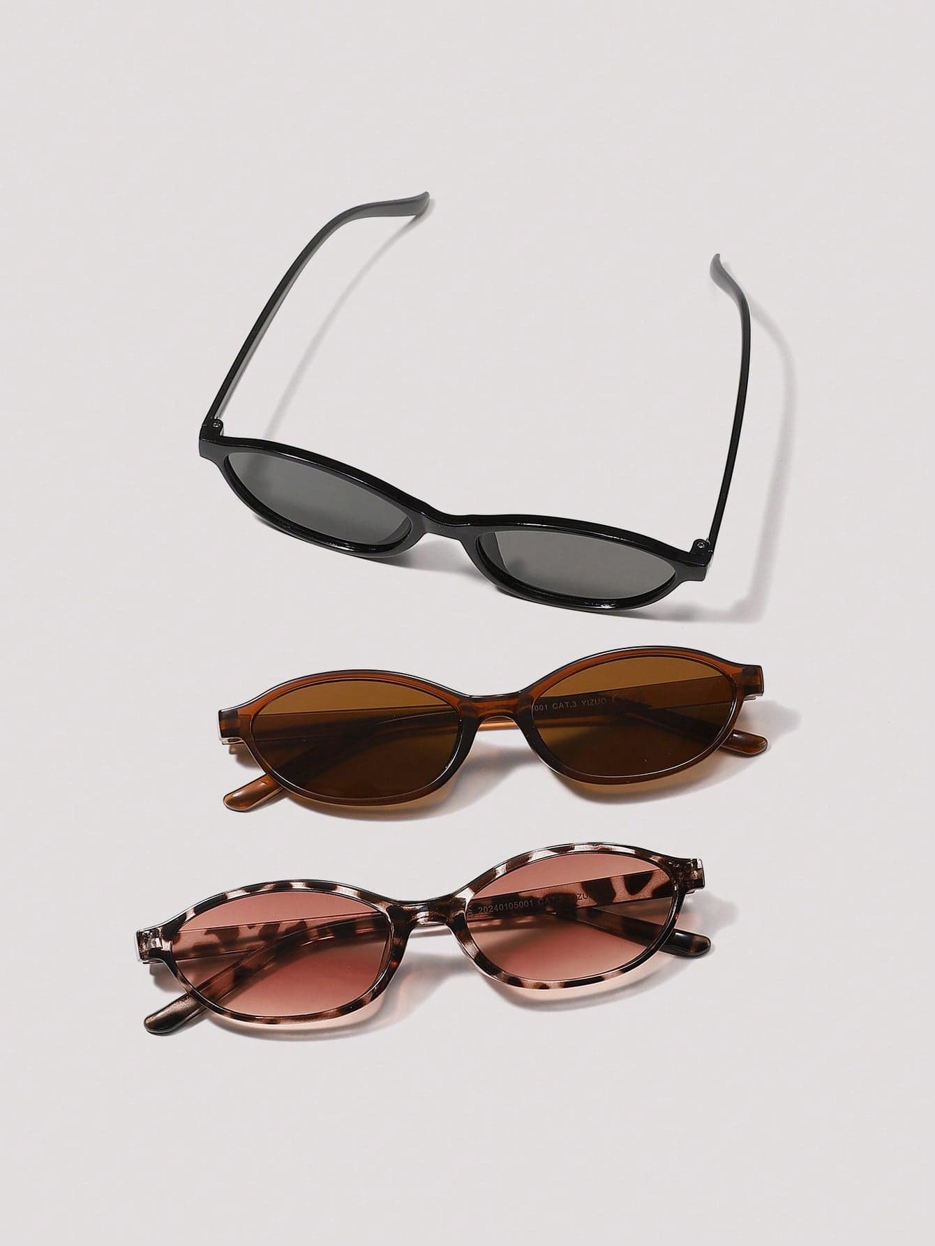 Visivana 3pcs Women's Retro Plastic Small Oval Multi-Color Vintage Portable Versatile Minimalist Fashion Glasses, Suitable For Travel, Beach, Bar, Elegant Modern Back-To-School Accessories