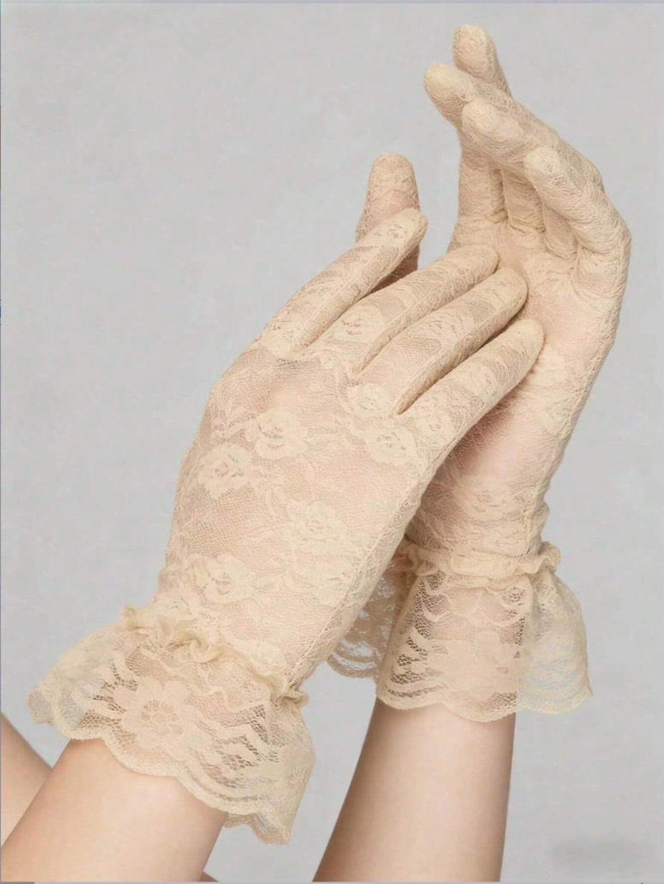 1 Pair White Lace Gloves, Elegant Women's Gloves, Suitable For Parties, Weddings, Operas, Afternoon Tea Gatherings And Other Occasions