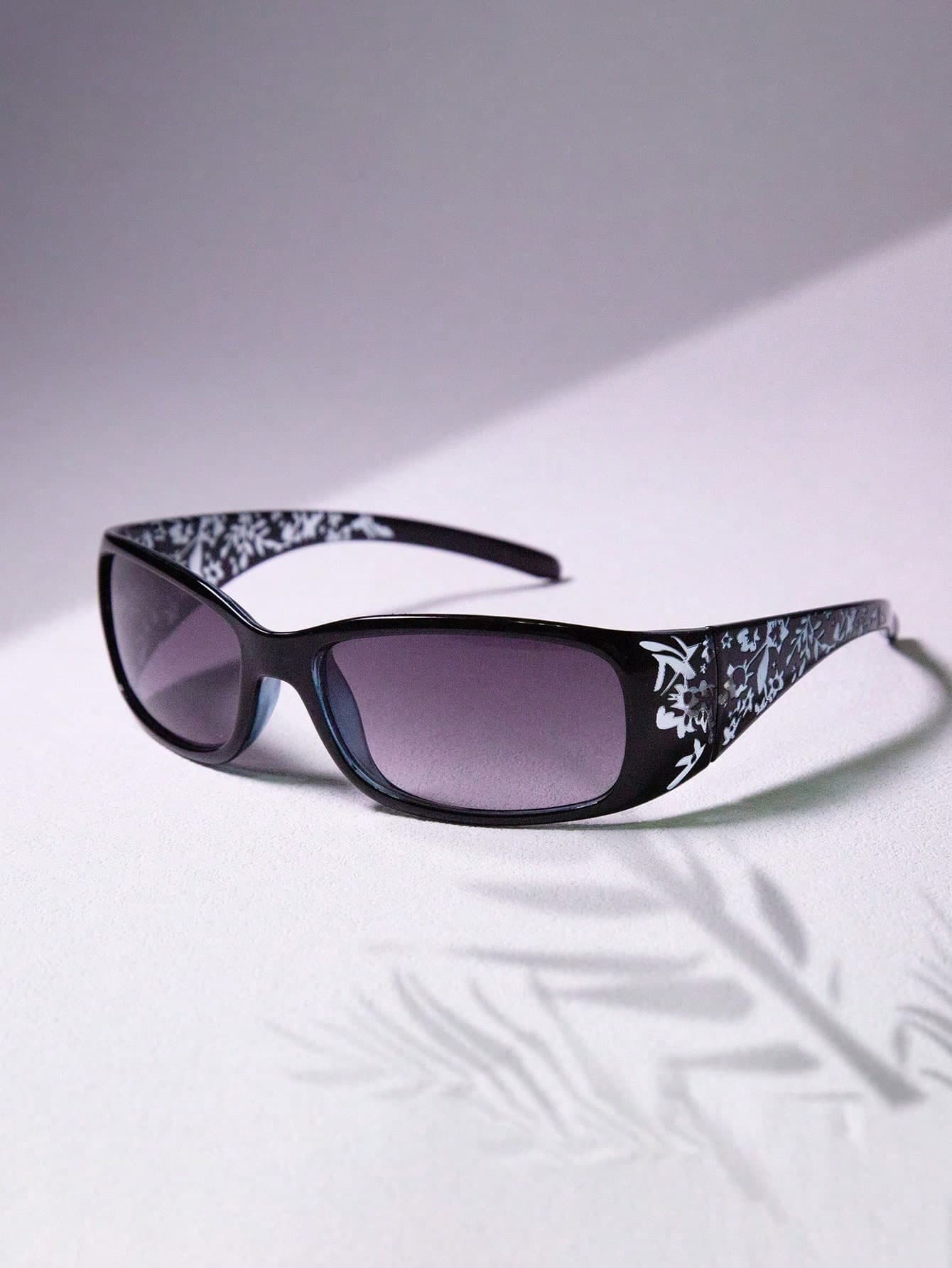 1PC Women's Y2K Floral Embossed Small Square Frame Fashion Glasses Suitable For Daily And Party Use