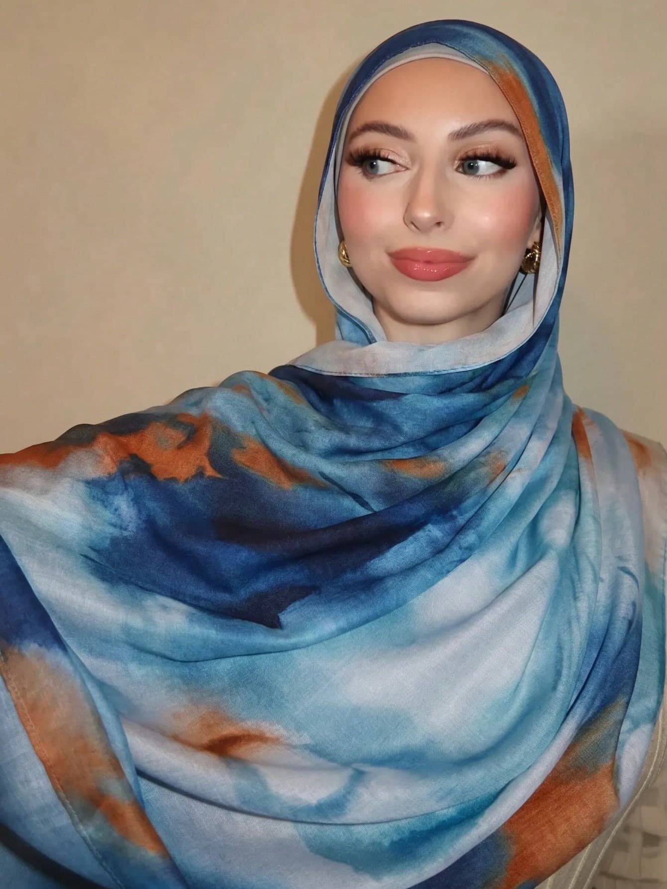 1pc Women's Bohemian Style Fashion Watercolor Floral Print VELA Alternative Hijab, Autumn/Winter Street Couple Scarf, Suitable For Daily Wear