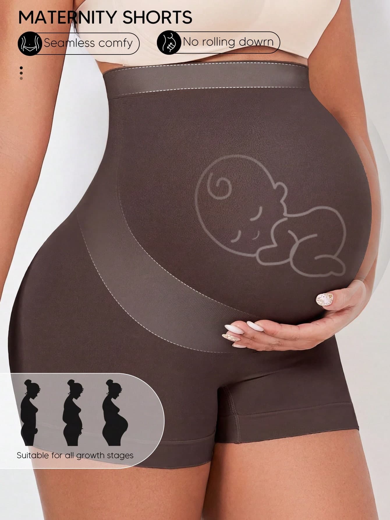 Suprenx Maternity High Waist Elastic Belly Support Shorts, With Expandable Belly Panel, Yoga Activewear, Christmas Edition, For Mom
