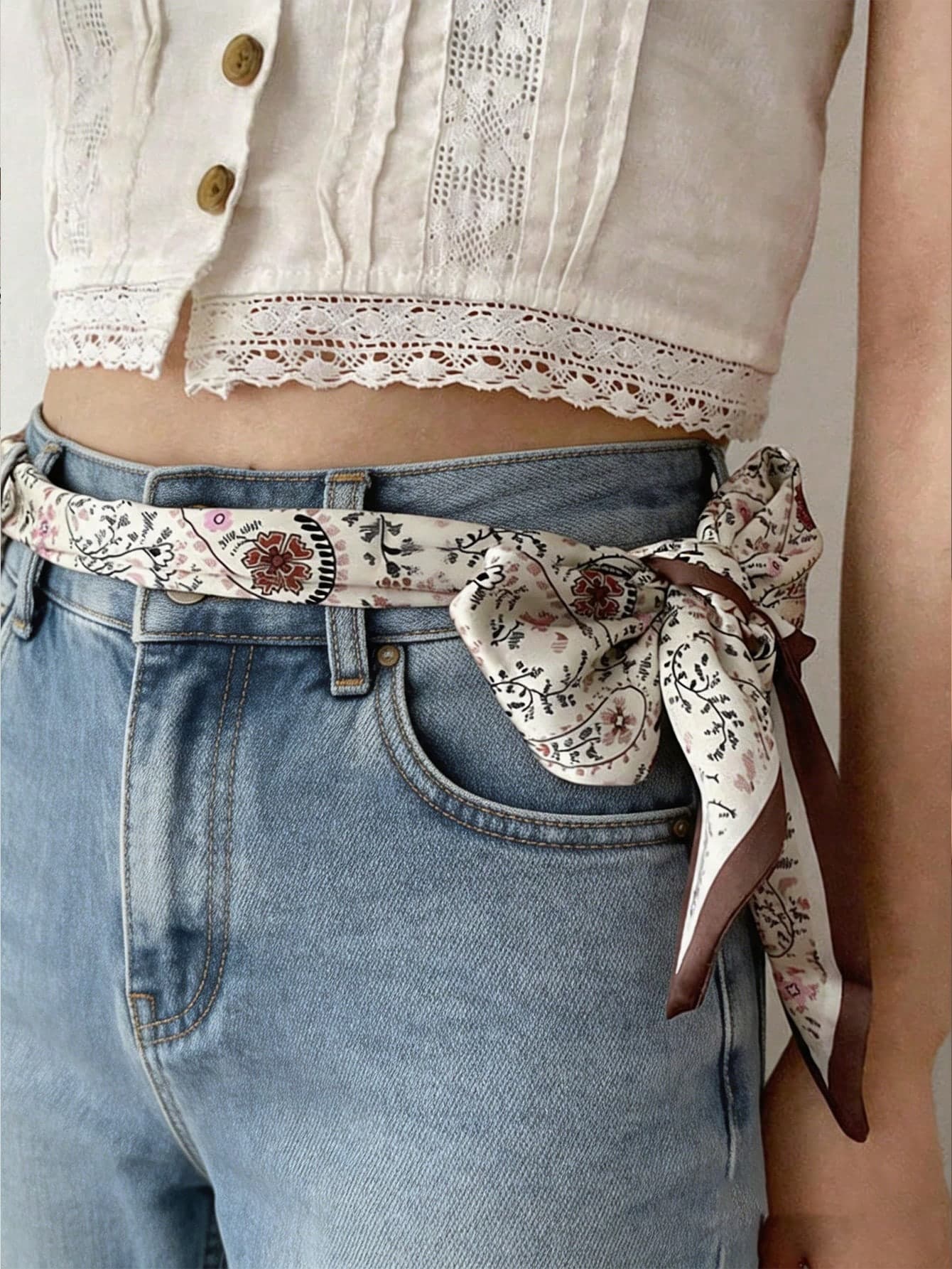 1pc High-End Cashew Flower Fashion Headband/Belt/Scarf, Multi-Functional Decoration, Suitable For Matching With Skirts And Shirts, Women's Summer