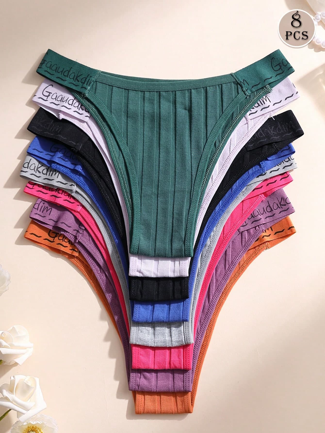 8pcs Sexy Low-Waist Seamless Letter Print Women's Panties, Soft Breathable Cotton Briefs, Comfortable For Daily Wear And Sports/Yoga