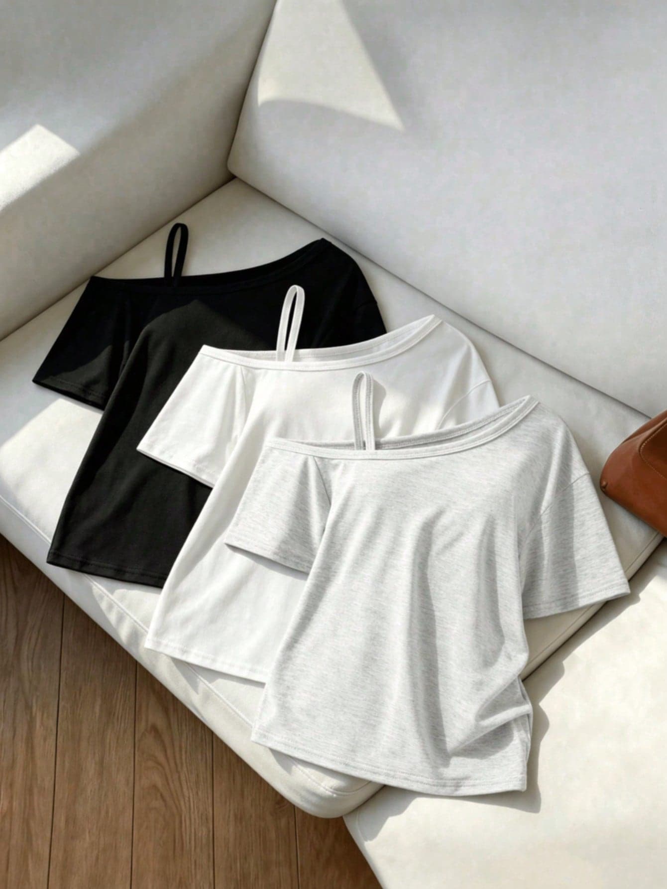 3 Packs Tween Girls Off Shoulder Crop T Shirts, Solid Basic Layering Tops, All Season Casual Tees For Girls 8-12Y