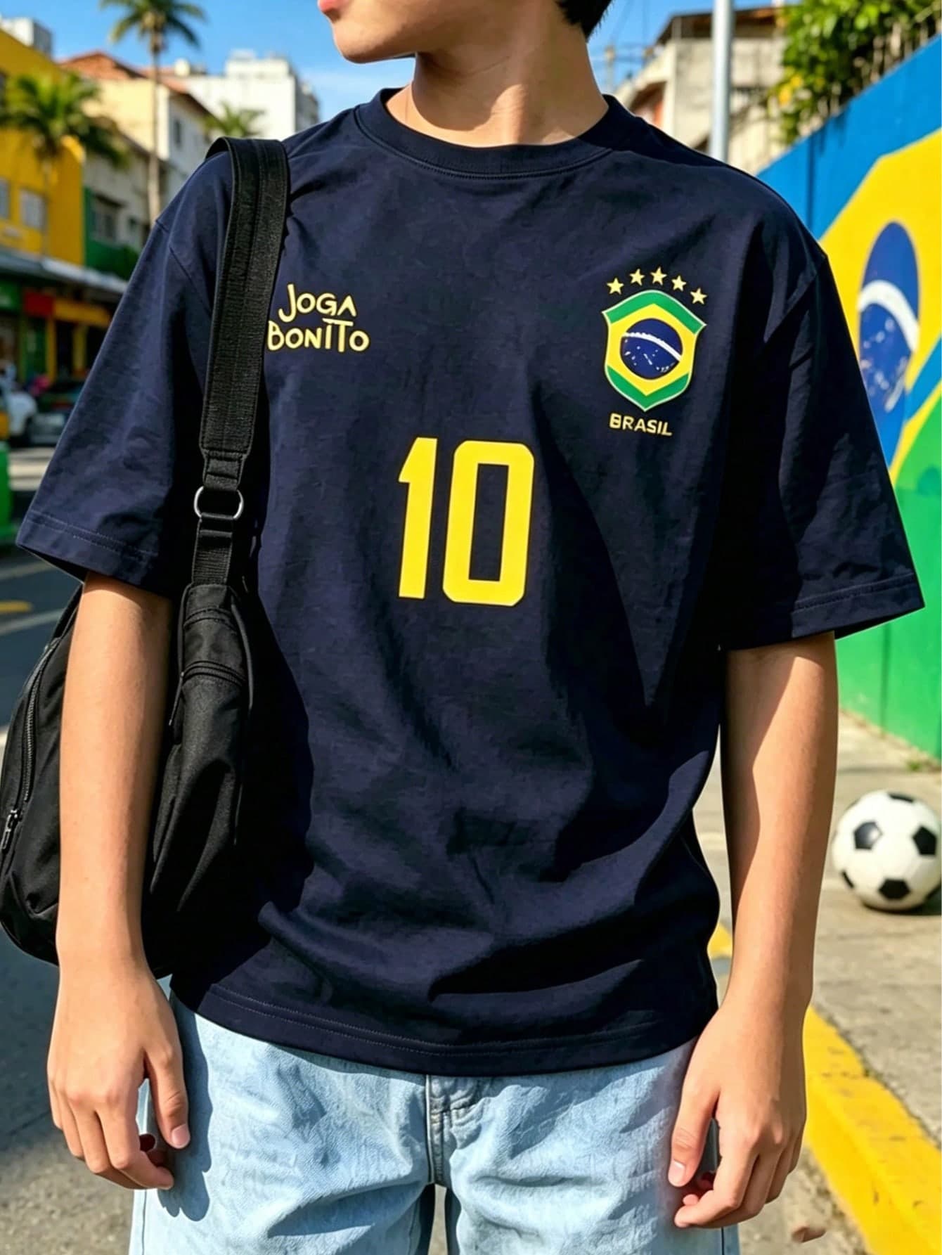 [Brazil]1pc Printed Pullover Short Sleeve T-Shirt For Tween Boys, Student Young Children's Summer Clothing Top, Suitable As Autumn/Winter Layering, INS Casual Streetwear, Beach Vacation, Airport, Breakfast, School Daily Wear, Versatile Matching