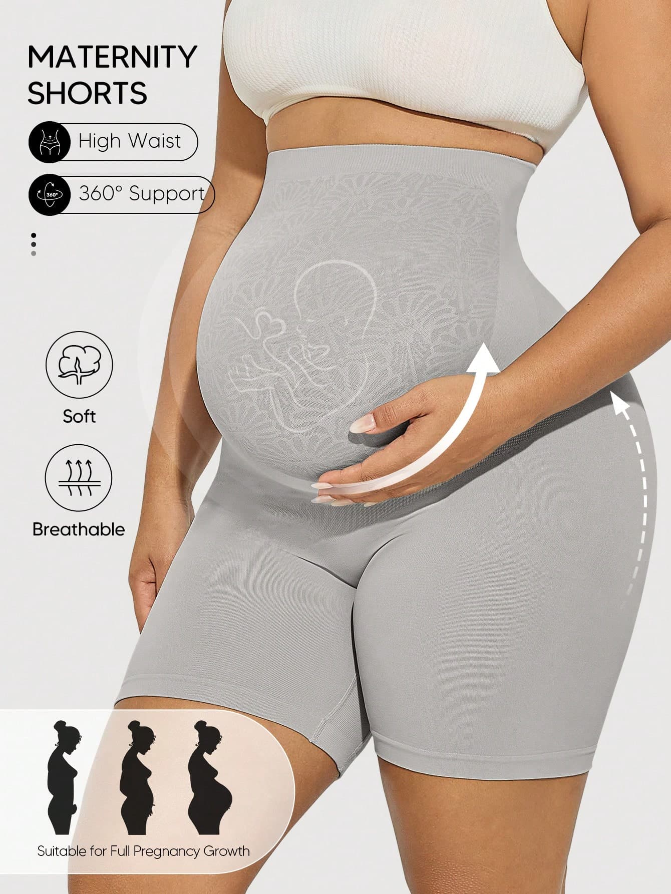 Suprenx High Waist Maternity Shorts, Seamless High Elastic Soft Basic Underwear Shorts For Pregnancy, Back To School Season