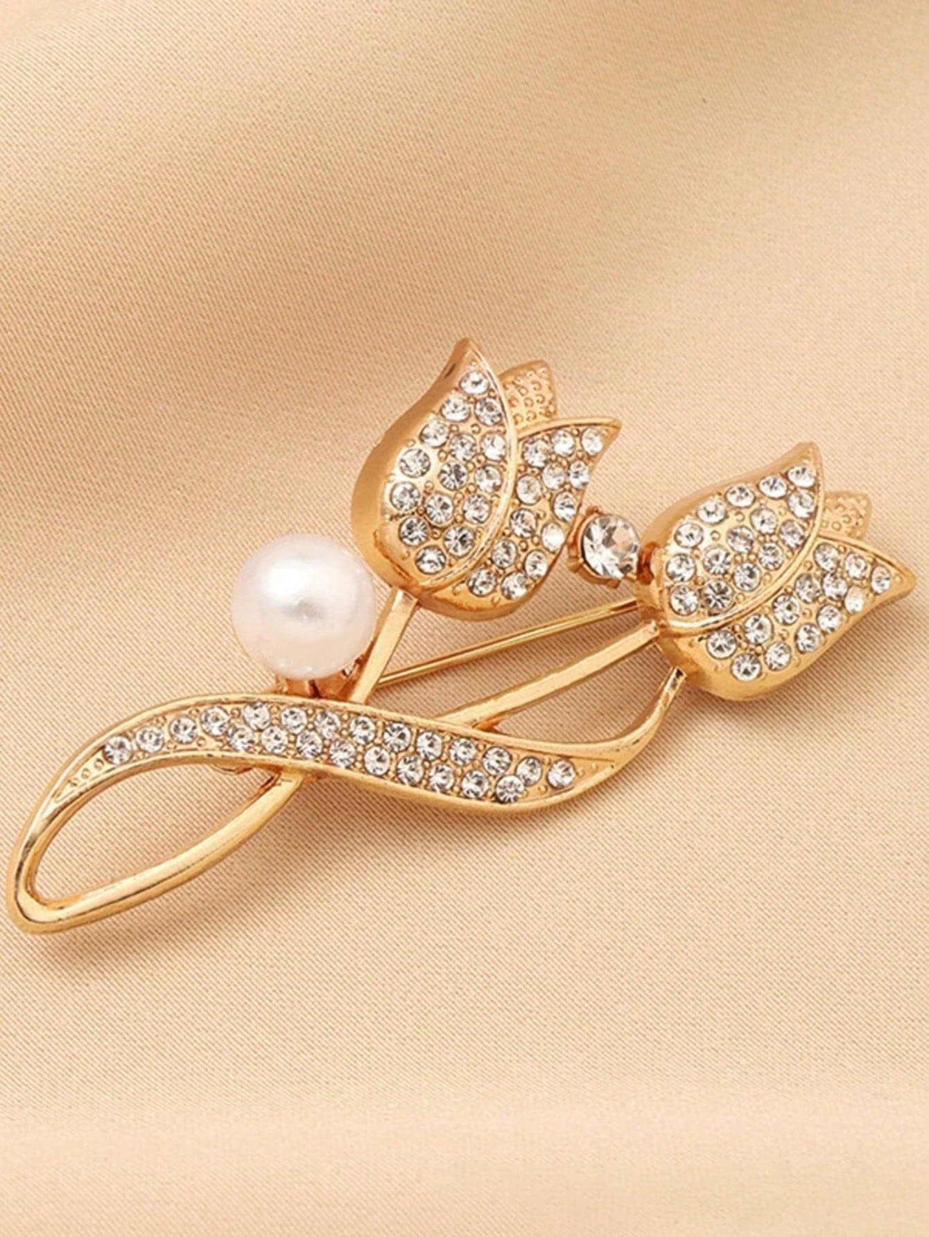 1pc Tulip Shaped Brooch, High-End Luxury Fashion Ladies Elegant Accessory