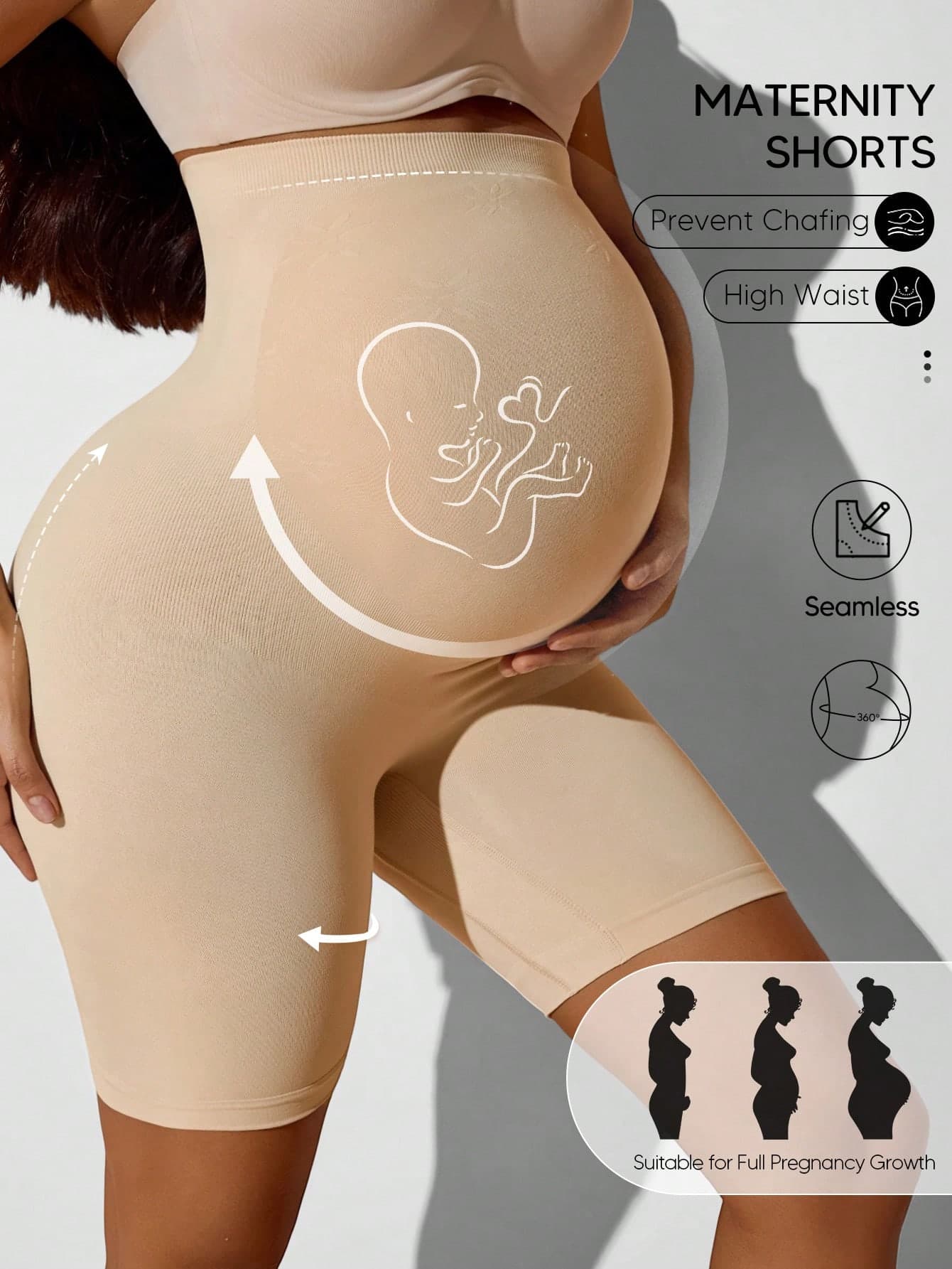 Suprenx Maternity Underwear Pants Mid-Thigh Shorts Soft Breathable High Elastic Underwear Fit All Pregnancy Clothing