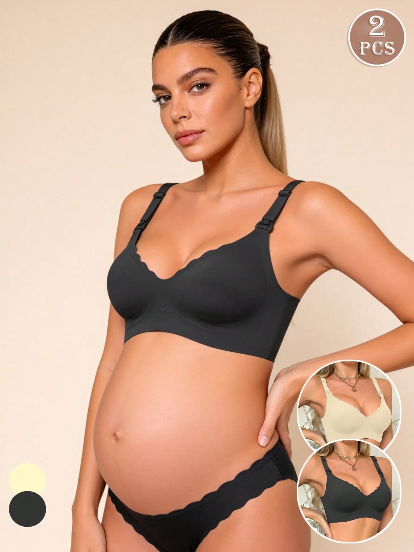 Hart & Haze 2pcs Maternity & Postpartum Nursing Bras, Wireless Lift-Up, Front-Open Anti-Sagging Bras