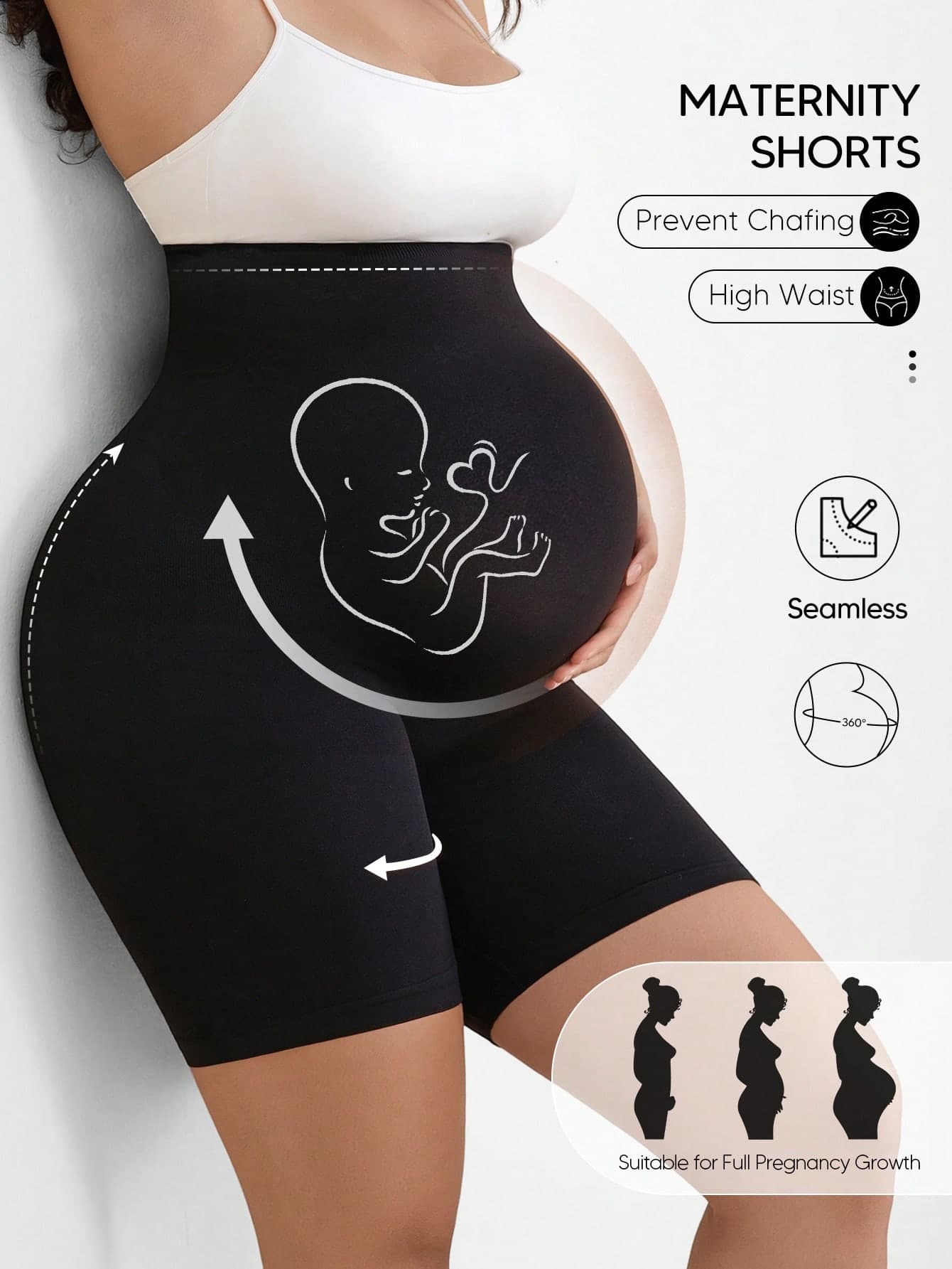 Suprenx Maternity Underwear Pants Mid-Thigh Shorts Soft Breathable High Elastic Underwear Fit All Pregnancy Clothing