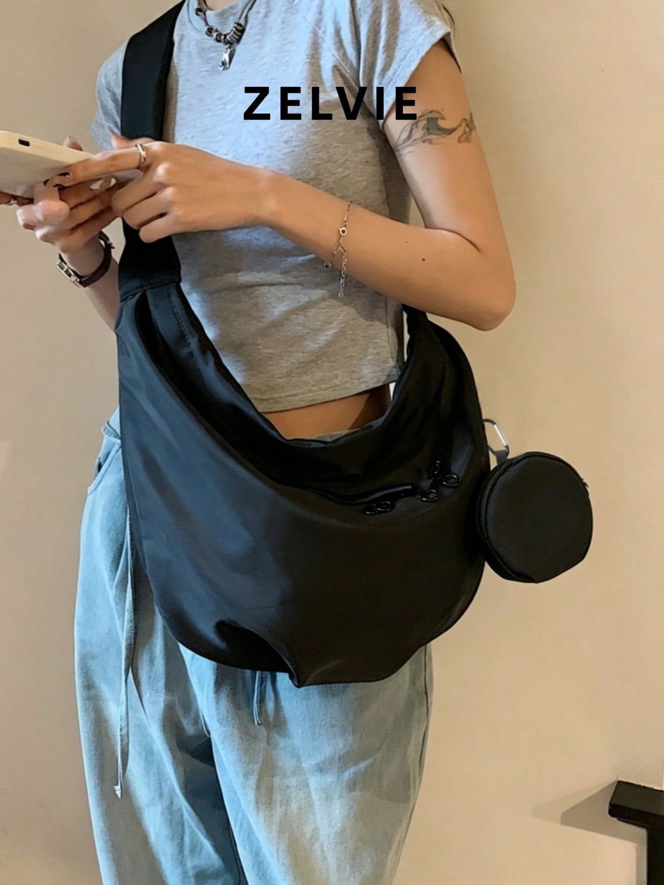 Solid Color Women's Large Capacity Crossbody Bag