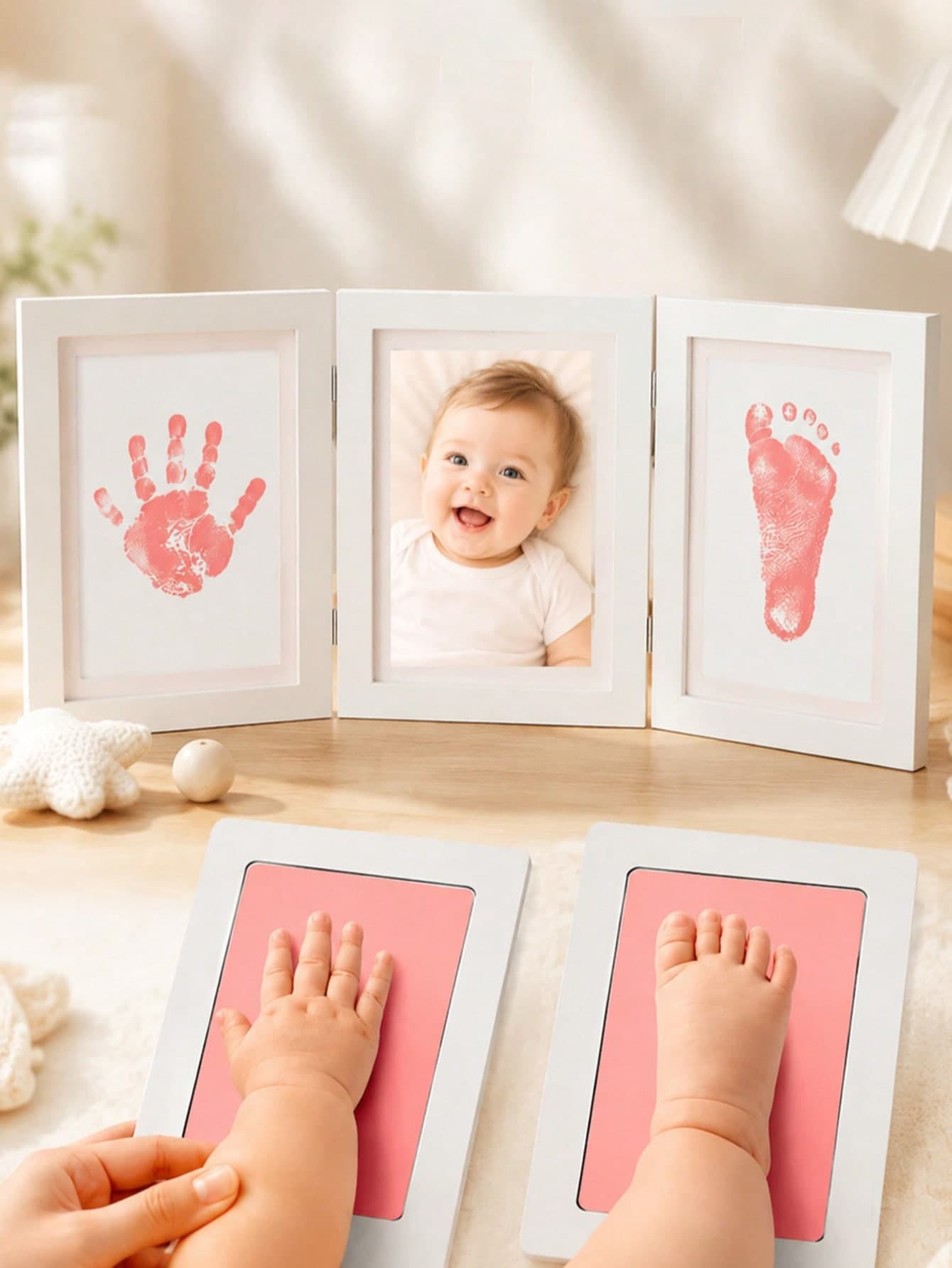 1set/Pc Reusable Baby Footprint And Handprint Inkpad, Newborn Ink Pad For Baby Shower, Growth Memory Recording(Random Color) Baby Shower Family Decorations Gifts Baby Shower Easter Gifts Things For Girls/Boys