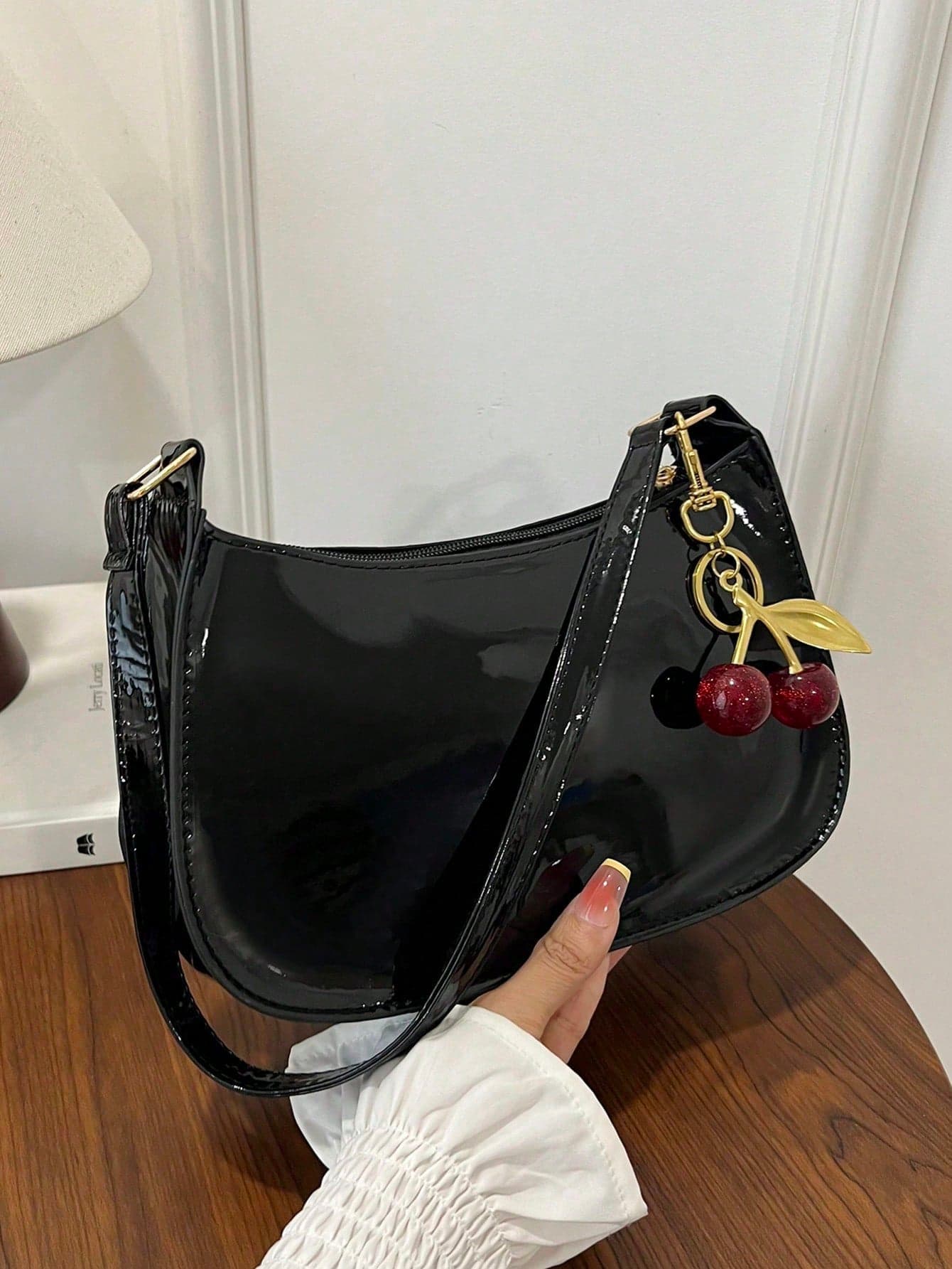Fashionable Minimalist Crescent-Shaped Bag, Solid Color Minimalist Zipper Closure Shoulder Bag, PU Solid Color WalletSuitable For Shopping, Business,