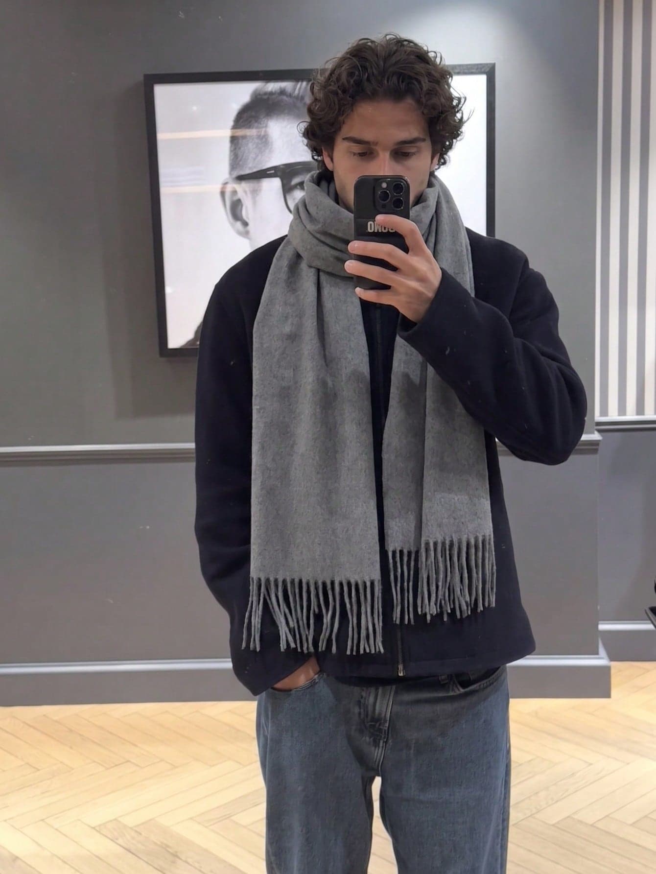 1pc Autumn/Winter Fashion Solid Color Wool Warm Pashmina Scarf, Unisex Casual Cold-Proof Tassel Shawl For Couples, Suitable For Daily Wear
