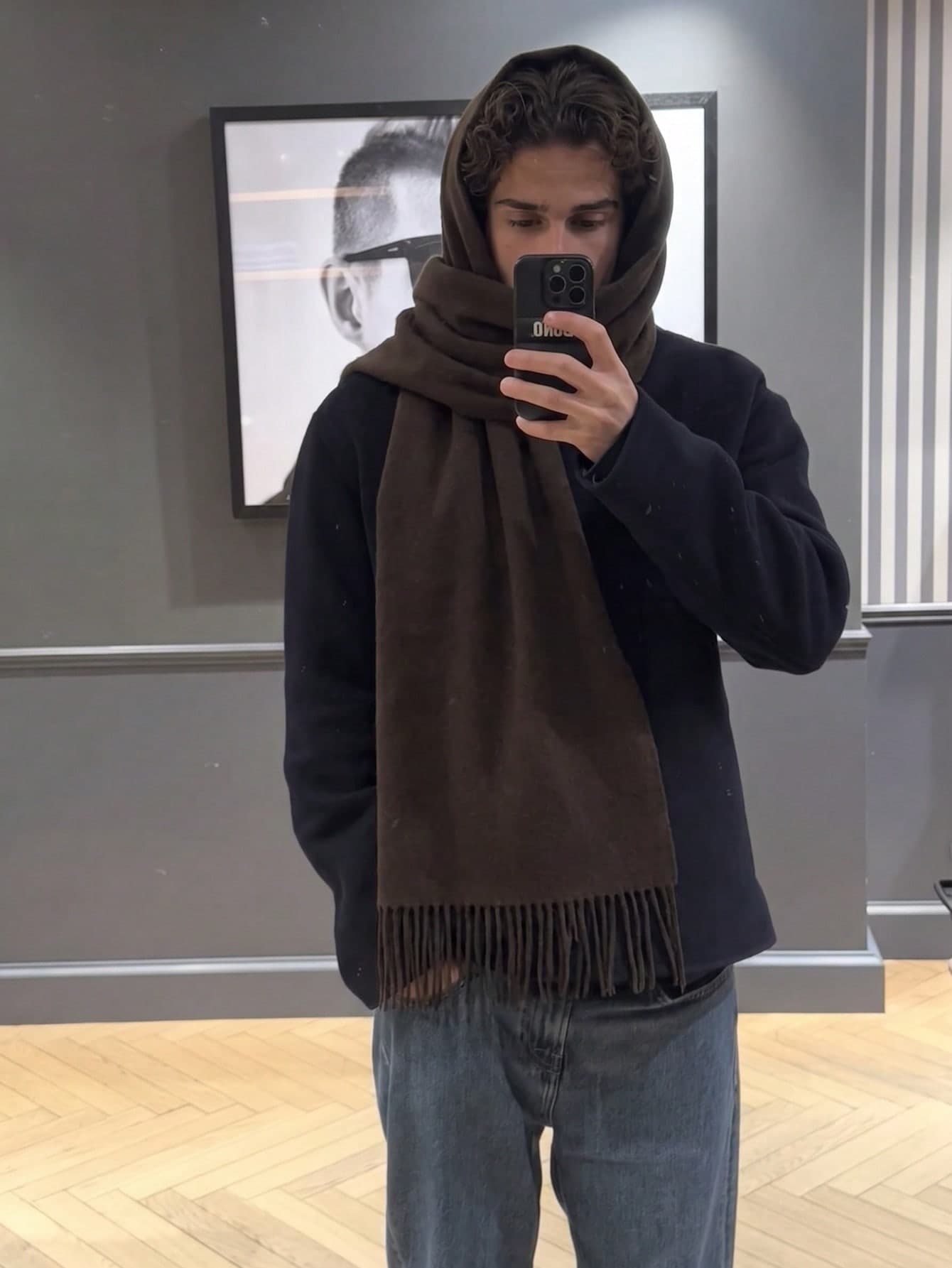 1pc Autumn/Winter Fashion Elegant Solid Color Wool Warm Pashmina Scarf, Unisex Casual Cold-Proof Tassel Shawl For Couples, Suitable For Daily Wear