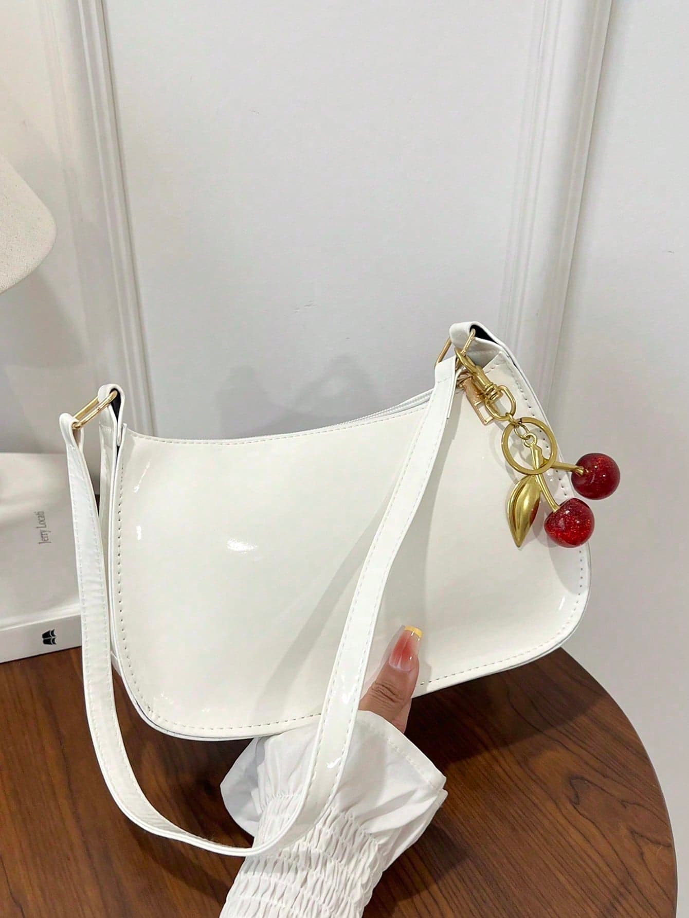 Fashionable Minimalist Crescent-Shaped Bag, Solid Color Minimalist Zipper Closure Shoulder Bag, PU Solid Color WalletSuitable For Shopping, Business,