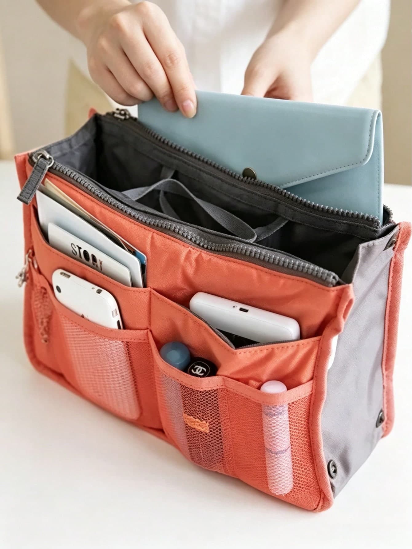 Multi-Pocket Large Capacity Tote Bag, Upgraded Waterproof Nylon Travel Storage Bag, Perfect For Storing Documents, Textbooks, Suitable For Back To School Or Travel