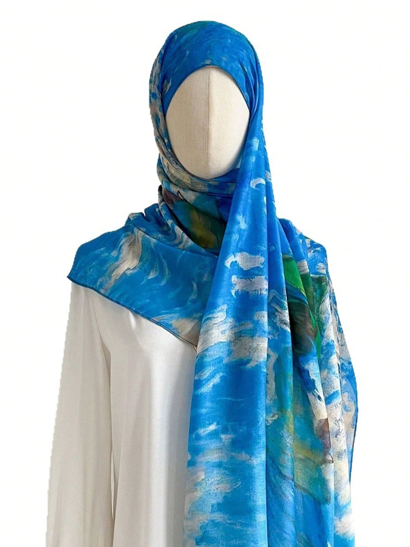 1pc 2026 Fresh Romantic Spring/Summer Thin Ink Print Gauze Scarf Street Beach Towel Scarf 80*182cm Extra Long Silk Scarf Women Breathable Versatile Floral Print Shawl Headscarf Scarf Wrap Suitable For Outings Travel Photography Check-In