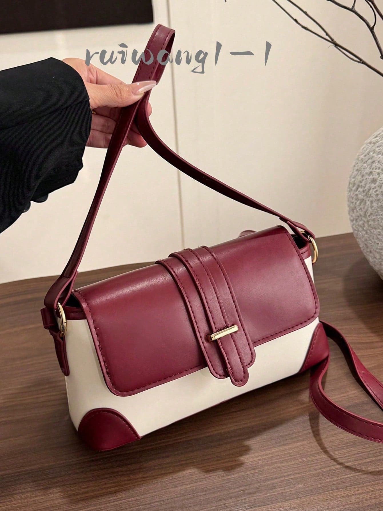 Fashionable High-End Women's Shoulder Bag, Contrast Color PU Handbag, Commuter Versatile Underarm Bag, Minimalist Casual Outing Date Crossbody Bag