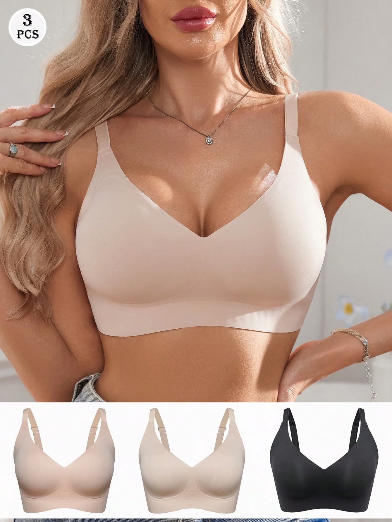 3pcs/Set Wireless Jelly Bra, Comfortable & Soft Women Fashion Bra