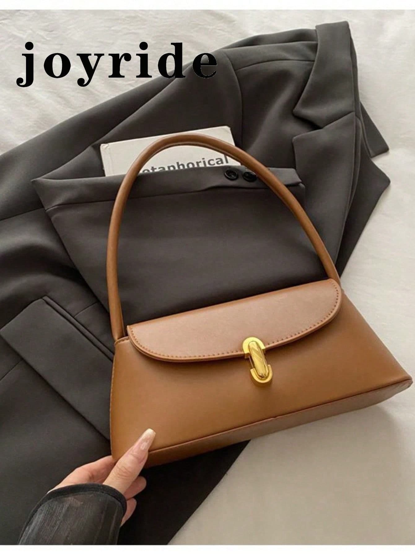 Soft PU Leather Metal Lock Decor Retro Shell Baguette Bag, Women's Shoulder Bag, New Ladies Handbag, Small Square Bag