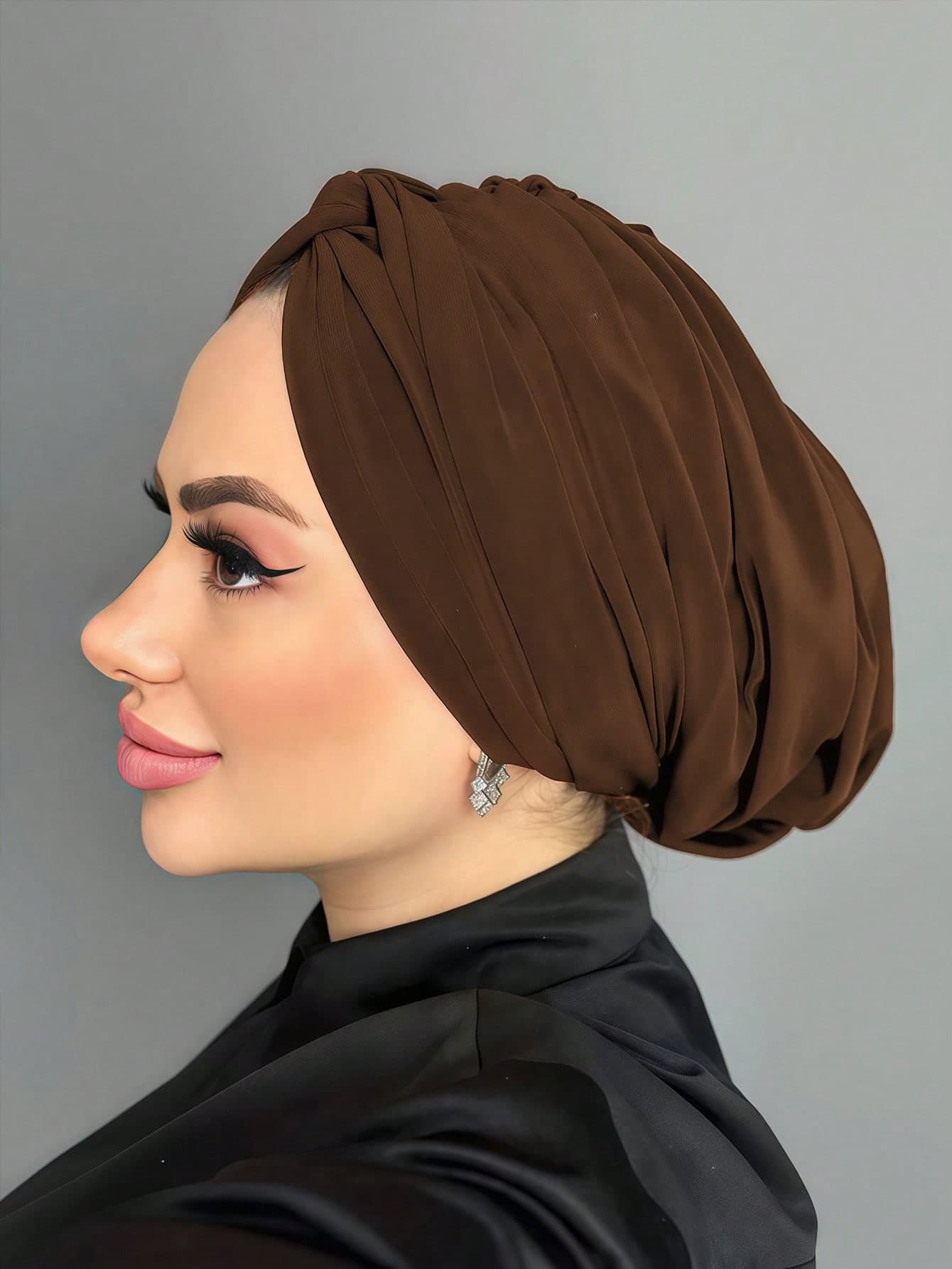 1pc Women's Classic Minimalist Solid Color Chemotherapy Turban Beanie, High Elasticity Full Pleated Design, Anti-Slip, Sweat-Absorbent, Breathable, Multi-Layered Pleated Headwrap For Full Head Appearance, Perfect Match With Hijab, Comfortable Soft Modal Skin-Friendly Premium Knitted Fabric, Suitable For Daily Wear