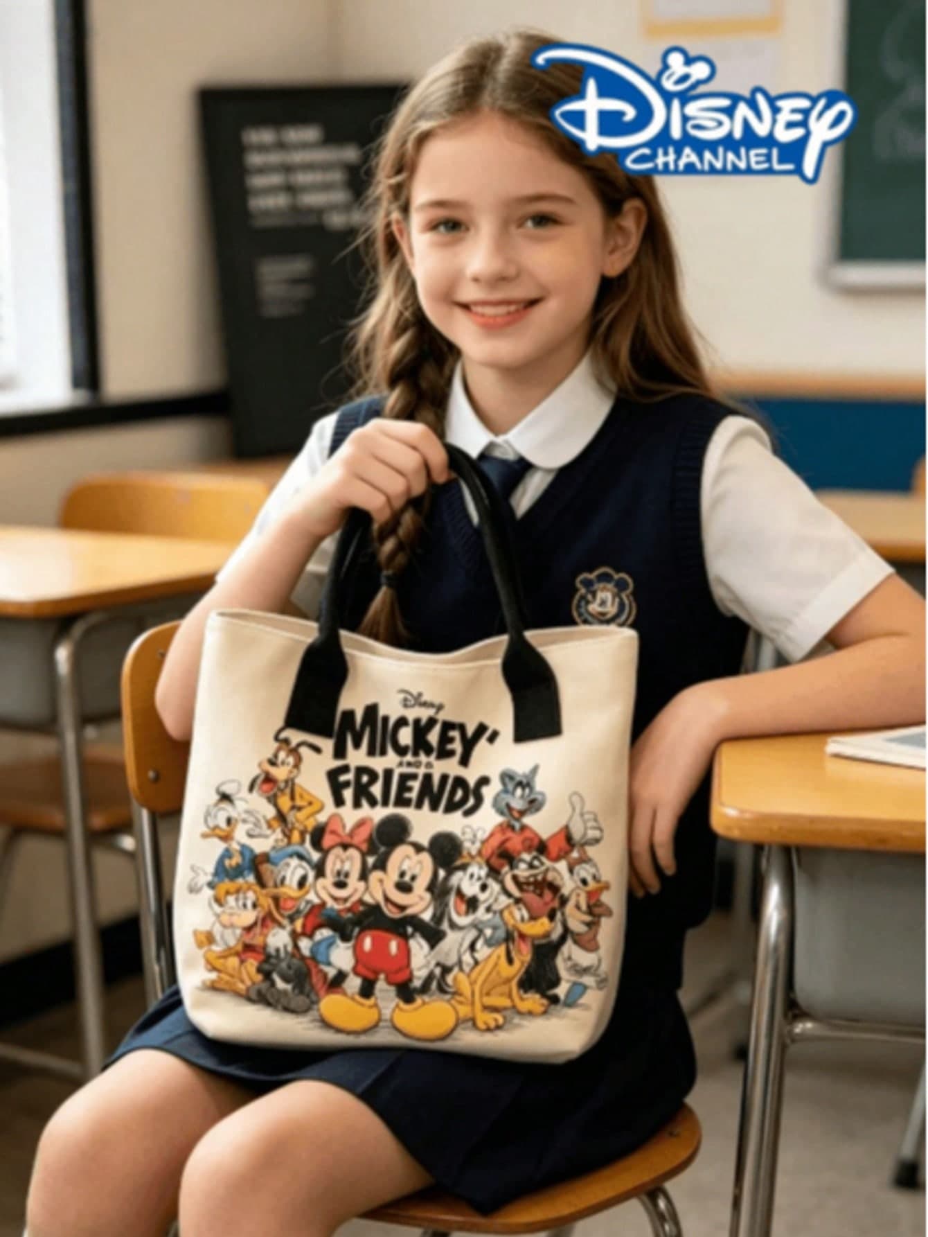 Disney Mickey Stitch Cartoon Print Tote Bag, Japanese Style Canvas Handbag, Suitable For Women's Daily Shopping, Gatherings, Outings With Friends, Large Capacity Commuter Bag, Unisex Student Casual Commuter Tote, Suitable For Back To School Season