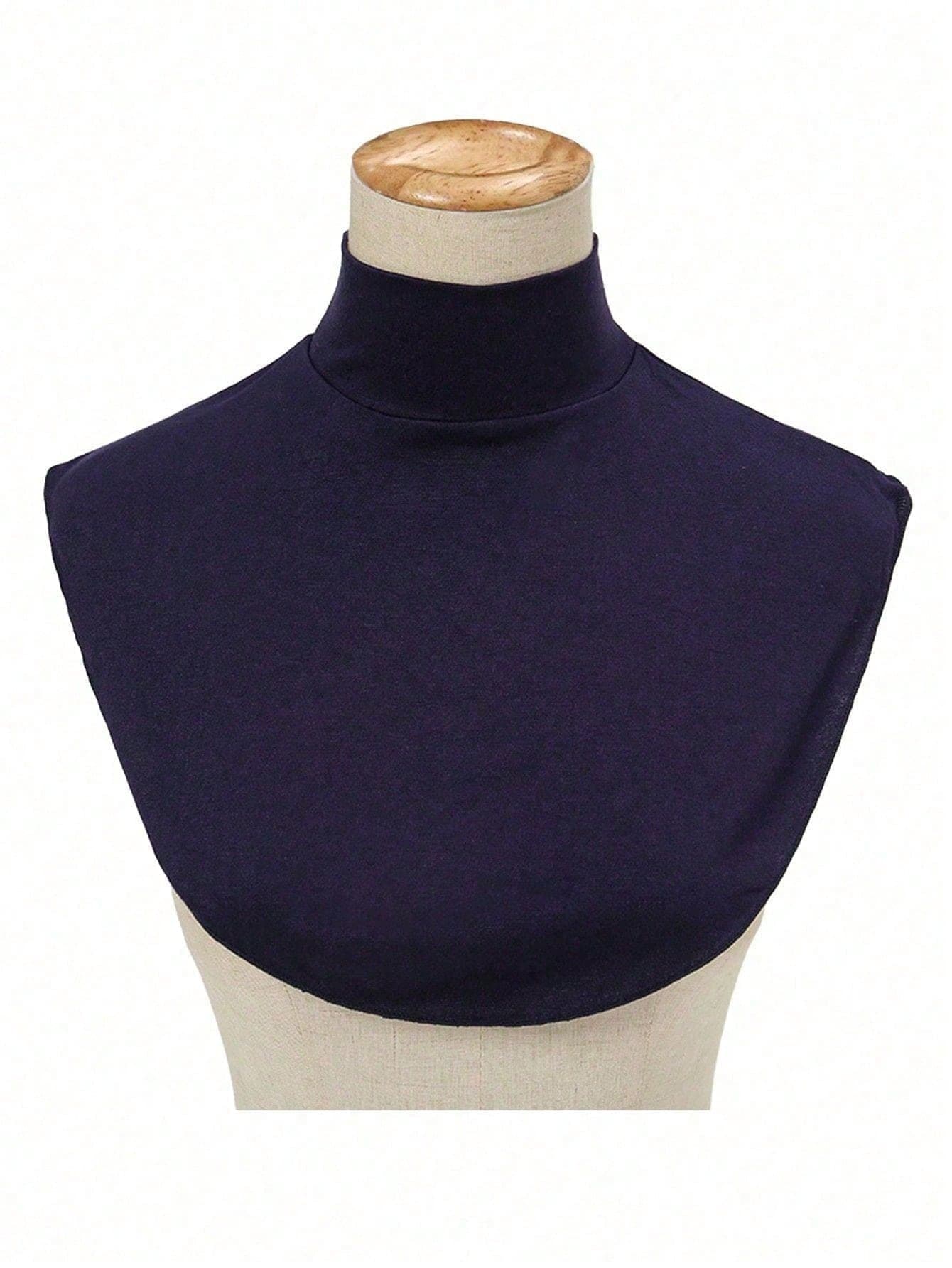 Awegeo 1pc Women's Detachable High Neck Fake Collar - Solid Color Striped Knit Layering Piece, Suitable For Sweaters And Hoodies, All Season Adjustable Neckline Decorative Accessory
