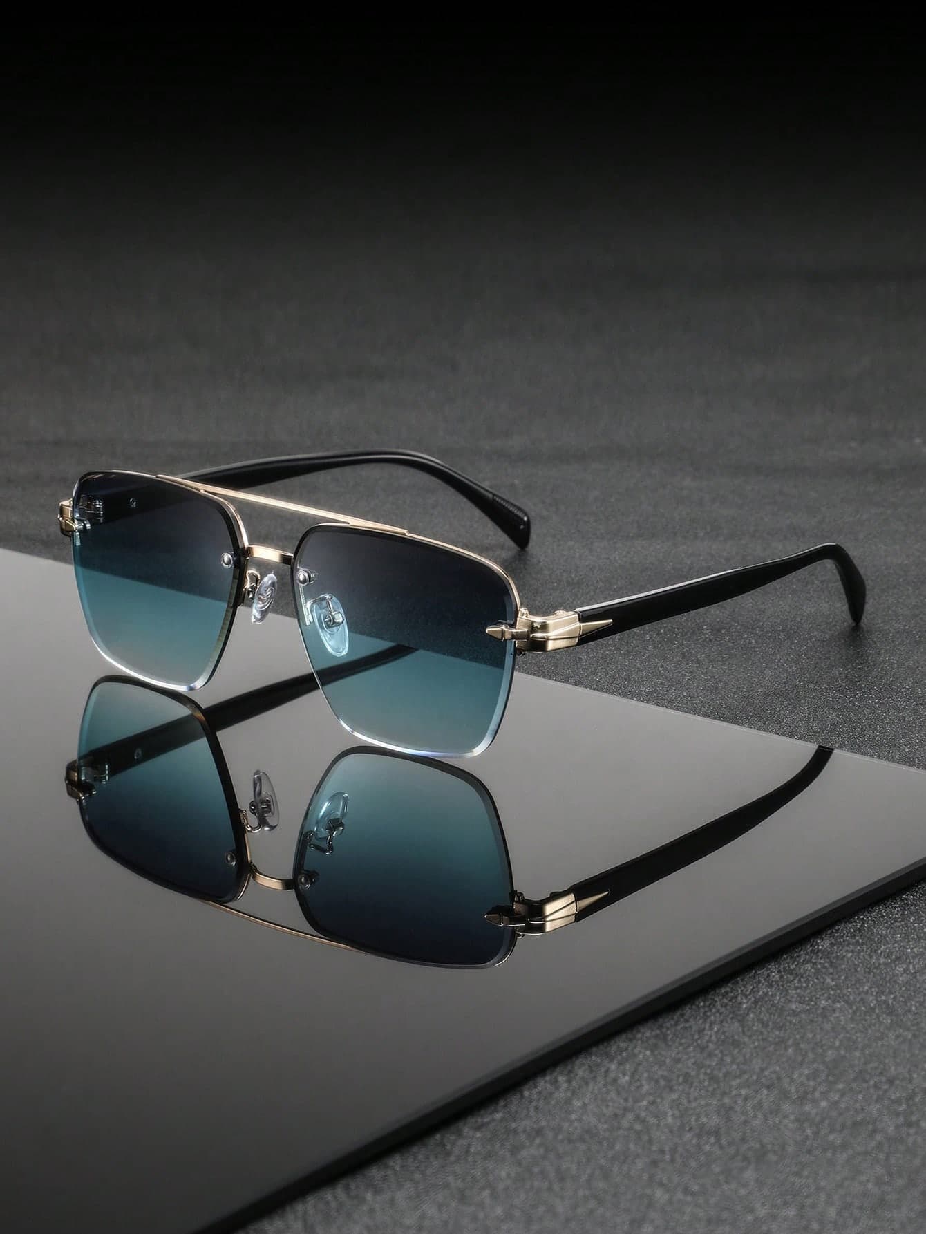 1 Pair Men's Metal Flat Top Double Bridge Geometric Half-Frame Glasses, High-End Luxury Business Style, Exquisite Elegant Versatile Personalized Elegant Casual Fashion Eyewear