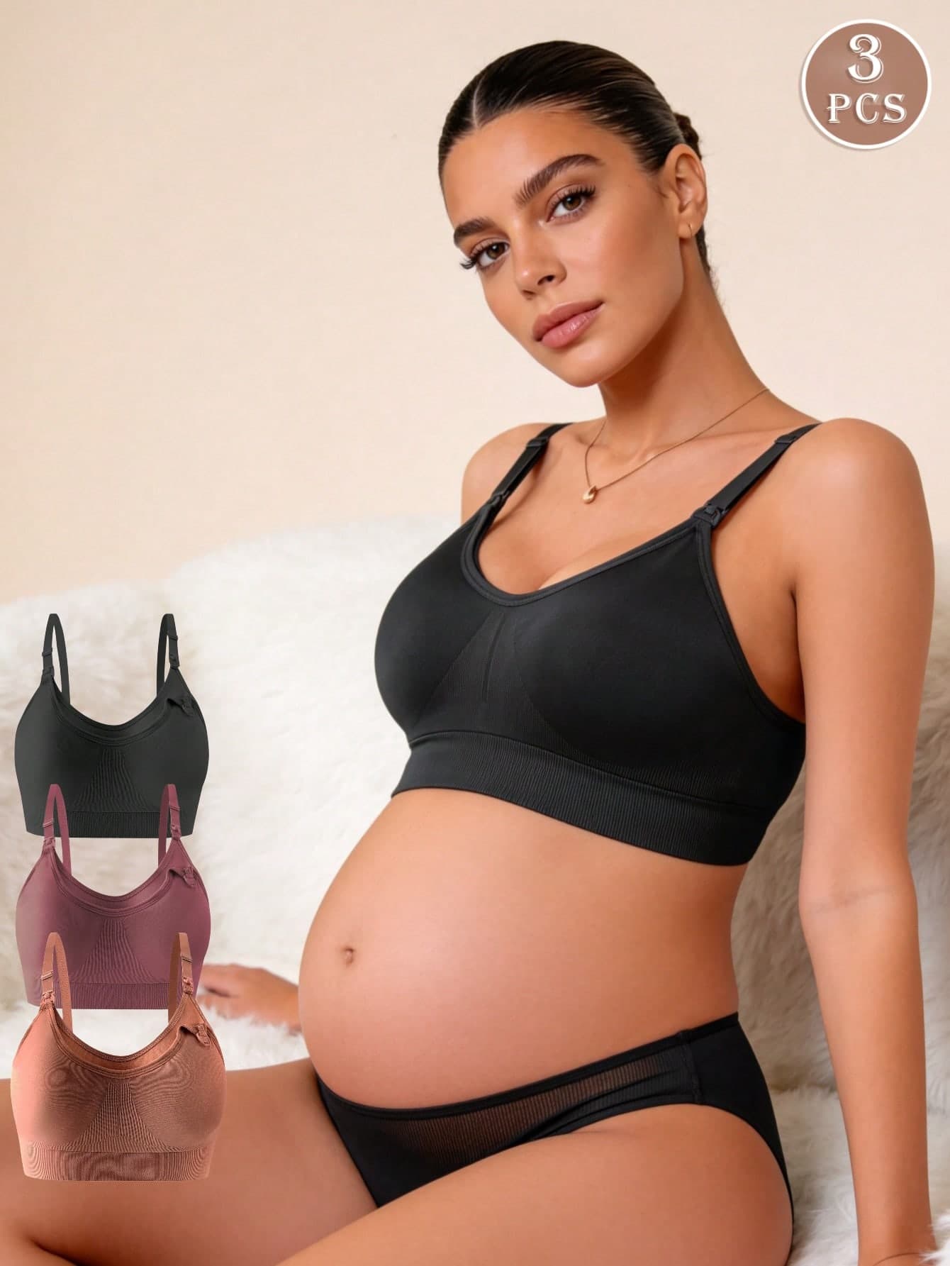 Hart & Haze 3pcs/Set Maternity & Nursing Bras, Sexy Front-Open Breastfeeding Bras, Comfortable Seamless Anti-Sagging Bras For Pregnancy & Postpartum