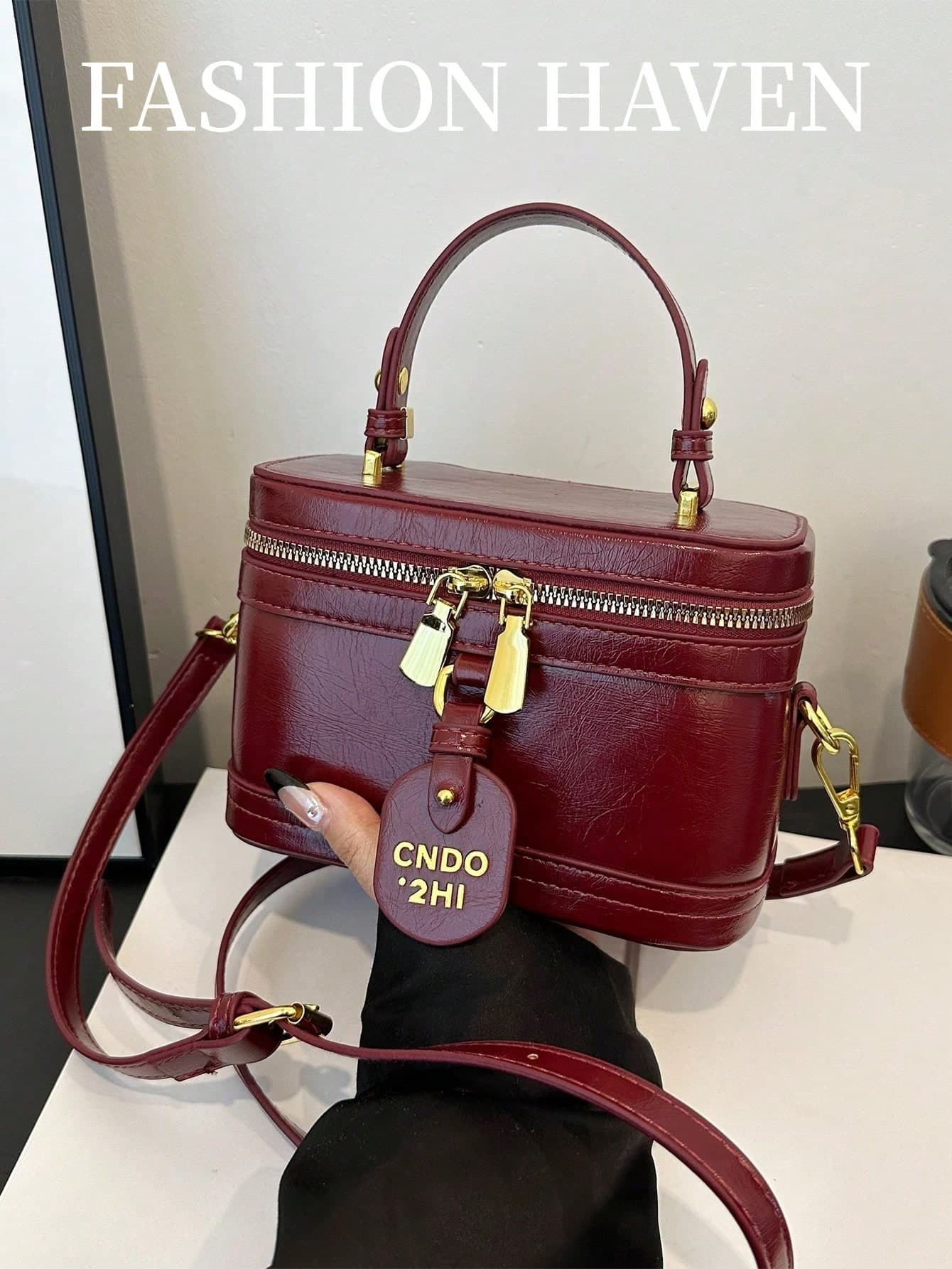 Box Style High-Quality Burgundy Color Designer Sweet French Style Chic Large Capacity Fashion Ladies Handbag, Fashionable Burgundy Bag , Red Bag