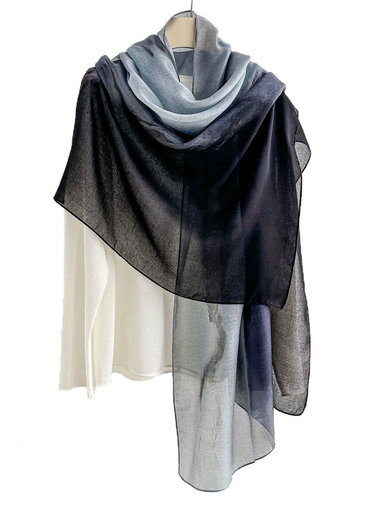 1pc 2026 ALL European & American Style New Fashion High-End Lightweight Ink Print Scarf Long Silk Scarf Women's Thin Fashion Versatile Floral Print Shawl Scarf Suitable For Holiday Gifts, Travel, Walking, Beach Photography, Street Shopping And Multiple Occasions