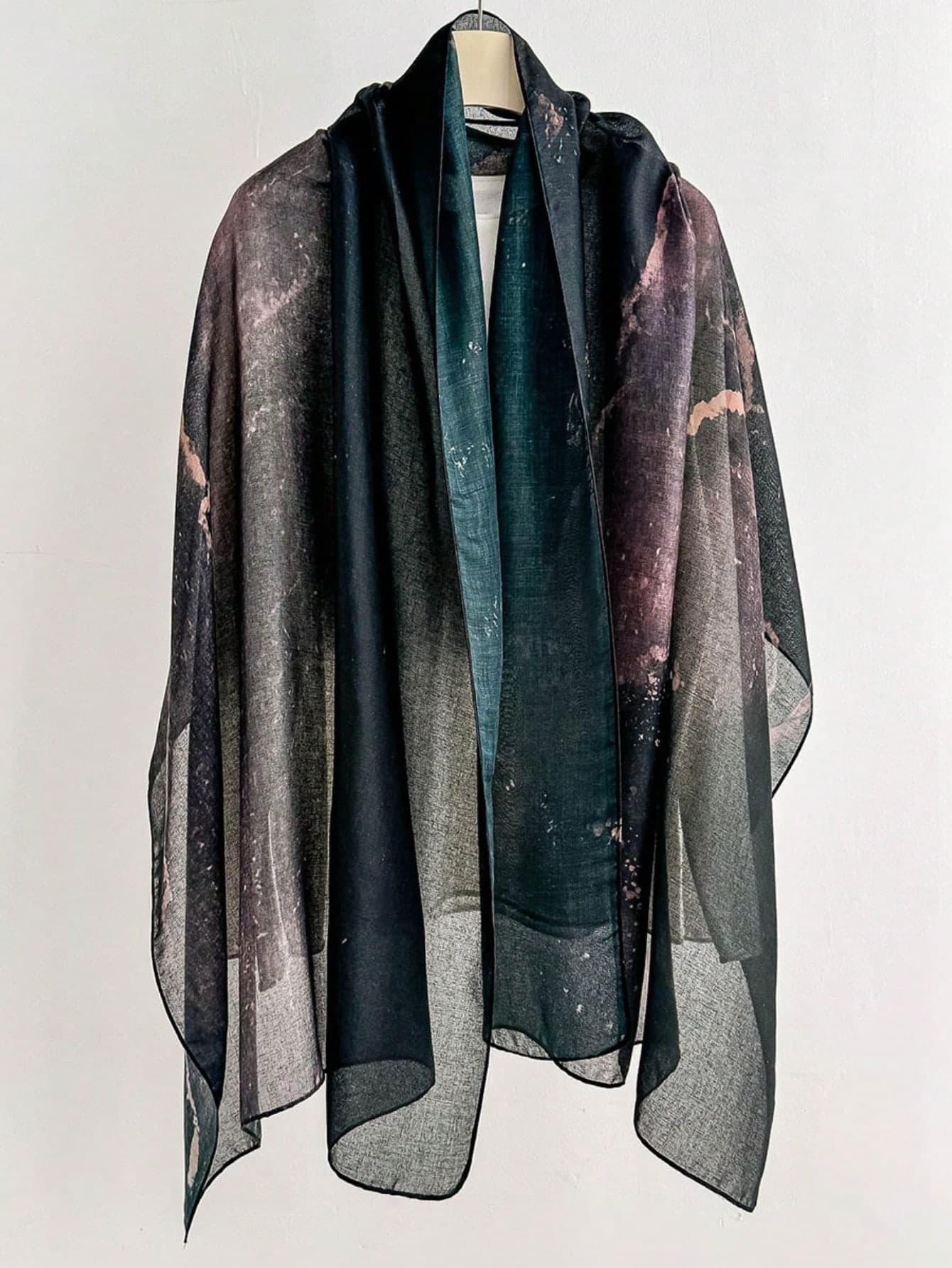 1pc 2026 Spring/Summer New Fashion Casual Lightweight Ink Wash Floral Print Scarf Shawl Thin Silk Scarf For Women, Versatile Floral Print Shawl Scarf Suitable For Holiday Gifts, Travel, Walking, Beach Photos, Street Shopping And Multiple Occasions