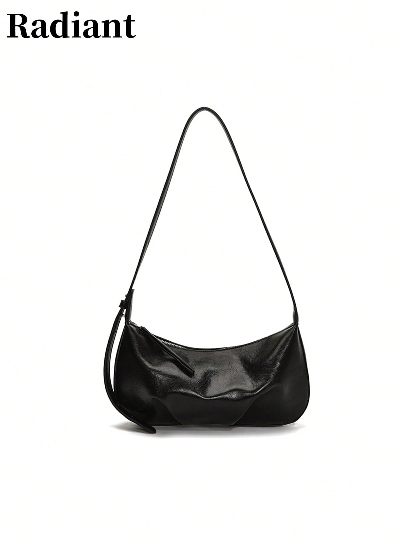 Women's Crescent-Shaped Hobo Shoulder Bag, Solid Color PU Adjustable Strap, Minimalist Casual Crossbody Bag, Suitable For Daily Commute And Travel