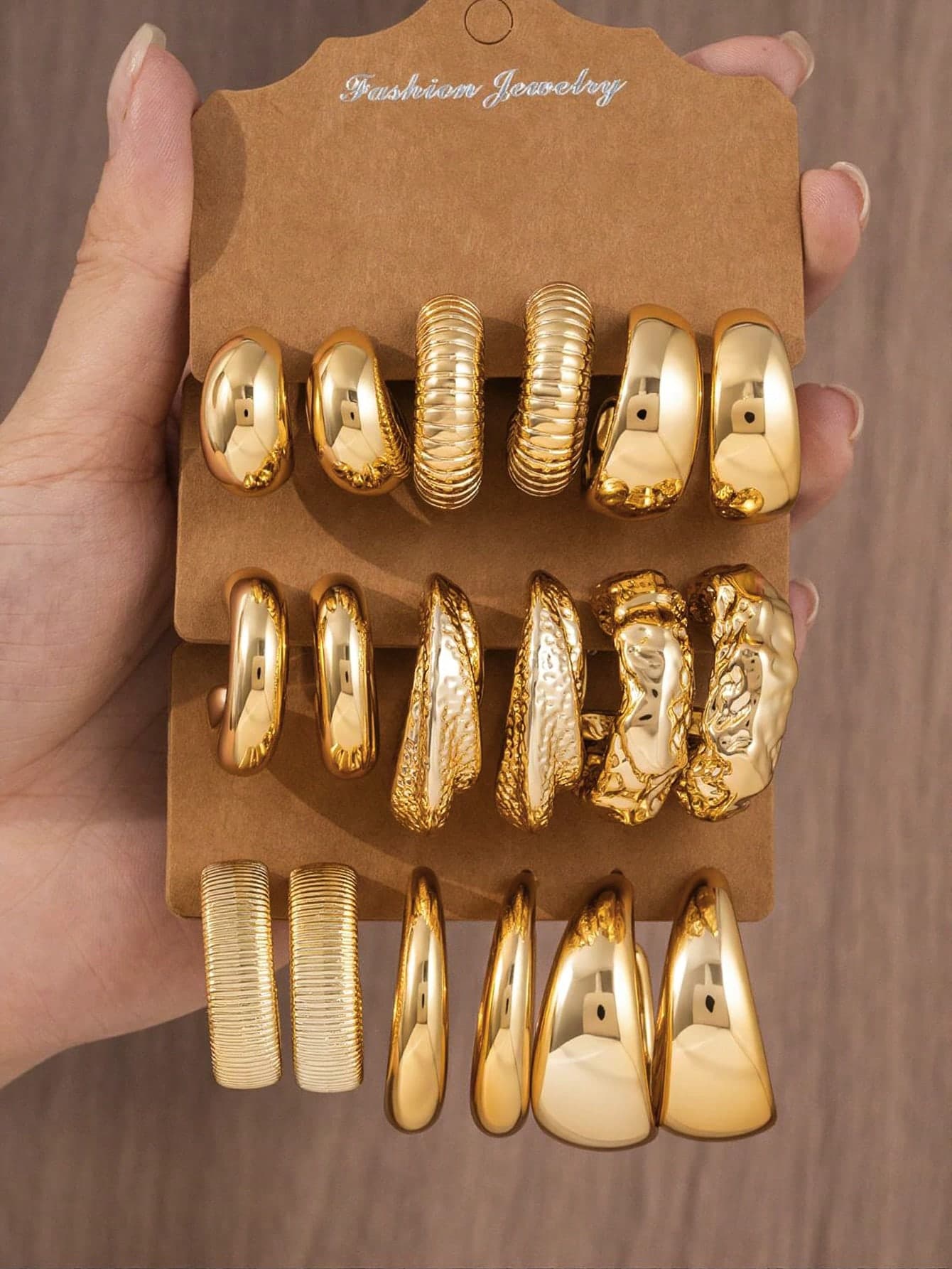 6-18pcs Gold Tone Fashion Earrings Set, Stylish And Elegant, Suitable For Daily Wear, Parties And Events