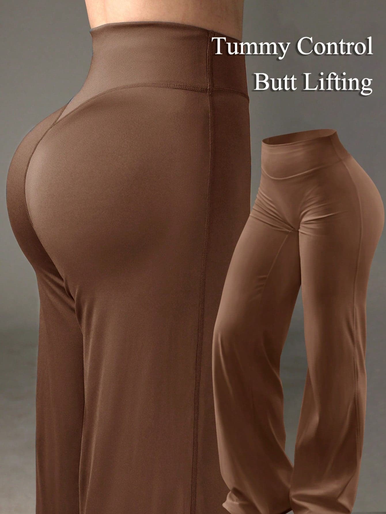 Women's Minimalist High Waist Wide Leg Pants, Casual Comfortable Sports Leggings, High Elastic Flare Commuting Yoga Pants, Women's Sportswear, Knit Fabric, Elastic Comfort, Suitable For Daily Wear And Sports, Flare Tight Pants, Women's Sports Pants Spring