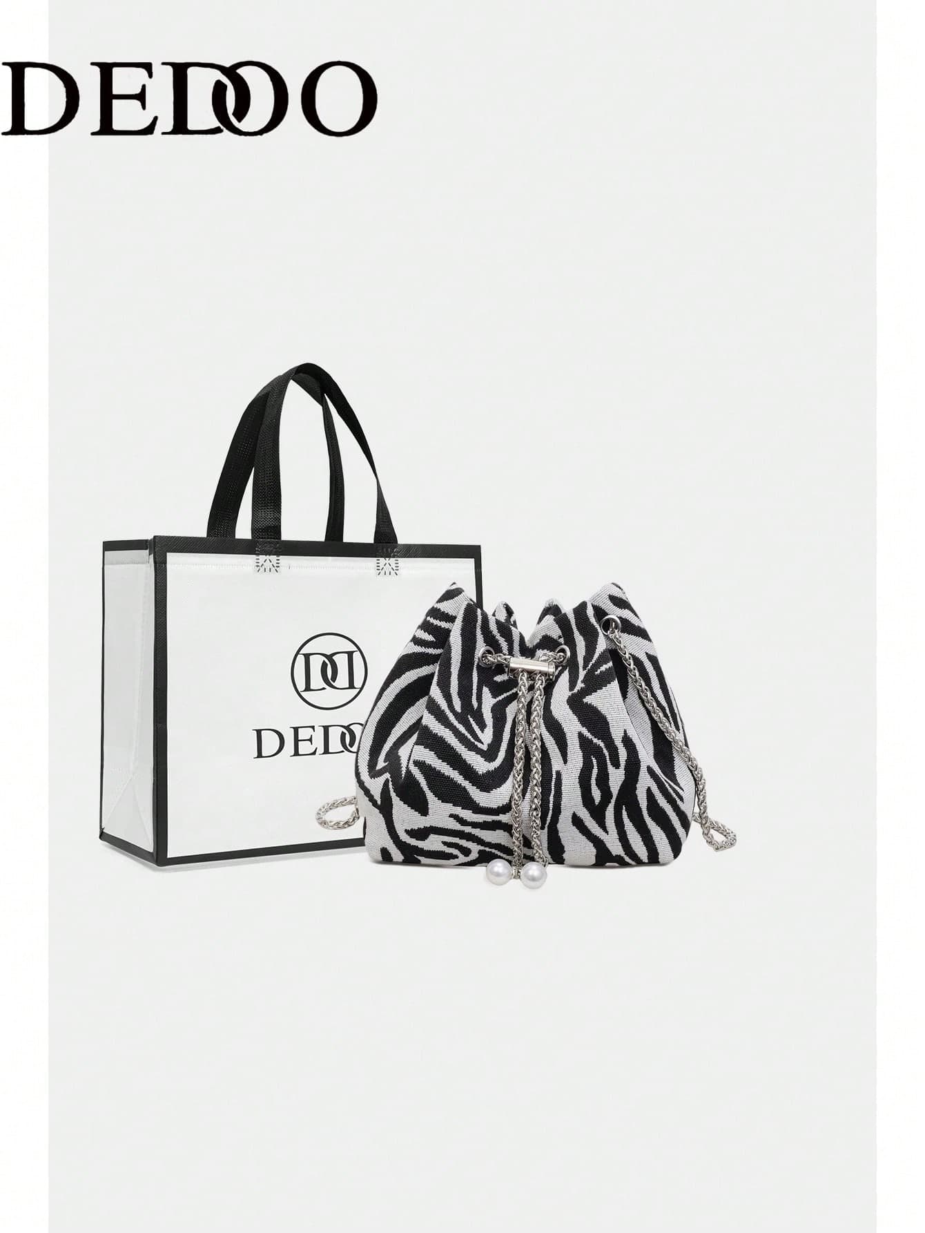 Dedoo Women's Minimalist Chain Zebra Print Crossbody Bag