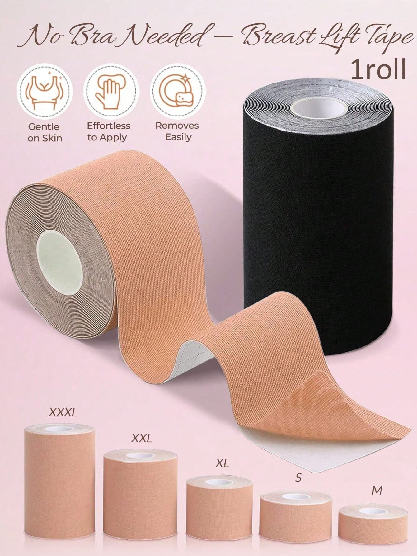 1 Roll Of Breast-Enhancing Tape – Self-Adhesive Elastic Breast Lift Tape / Strapless Breast Tape; Comfortable, Invisible Support